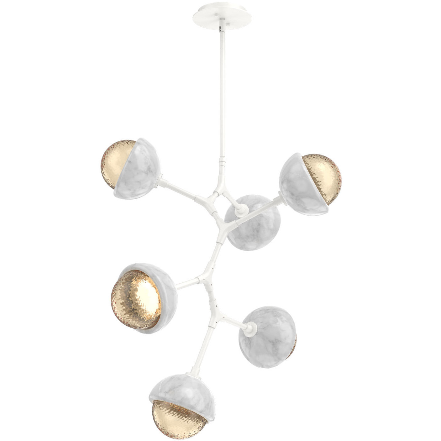 Cabochon LED 26 inch Salt White with White Marble Chandelier Ceiling Light in 3000K LED, Amber, Modern Vine