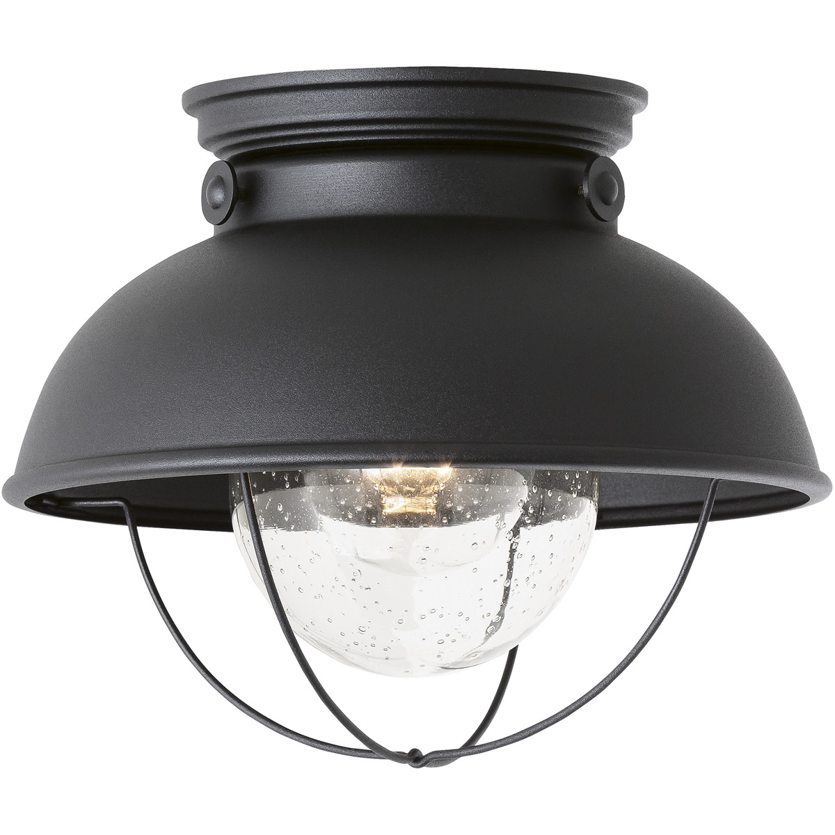 Sebring 1 Light 11.25 inch Black Outdoor Ceiling Flush Mount