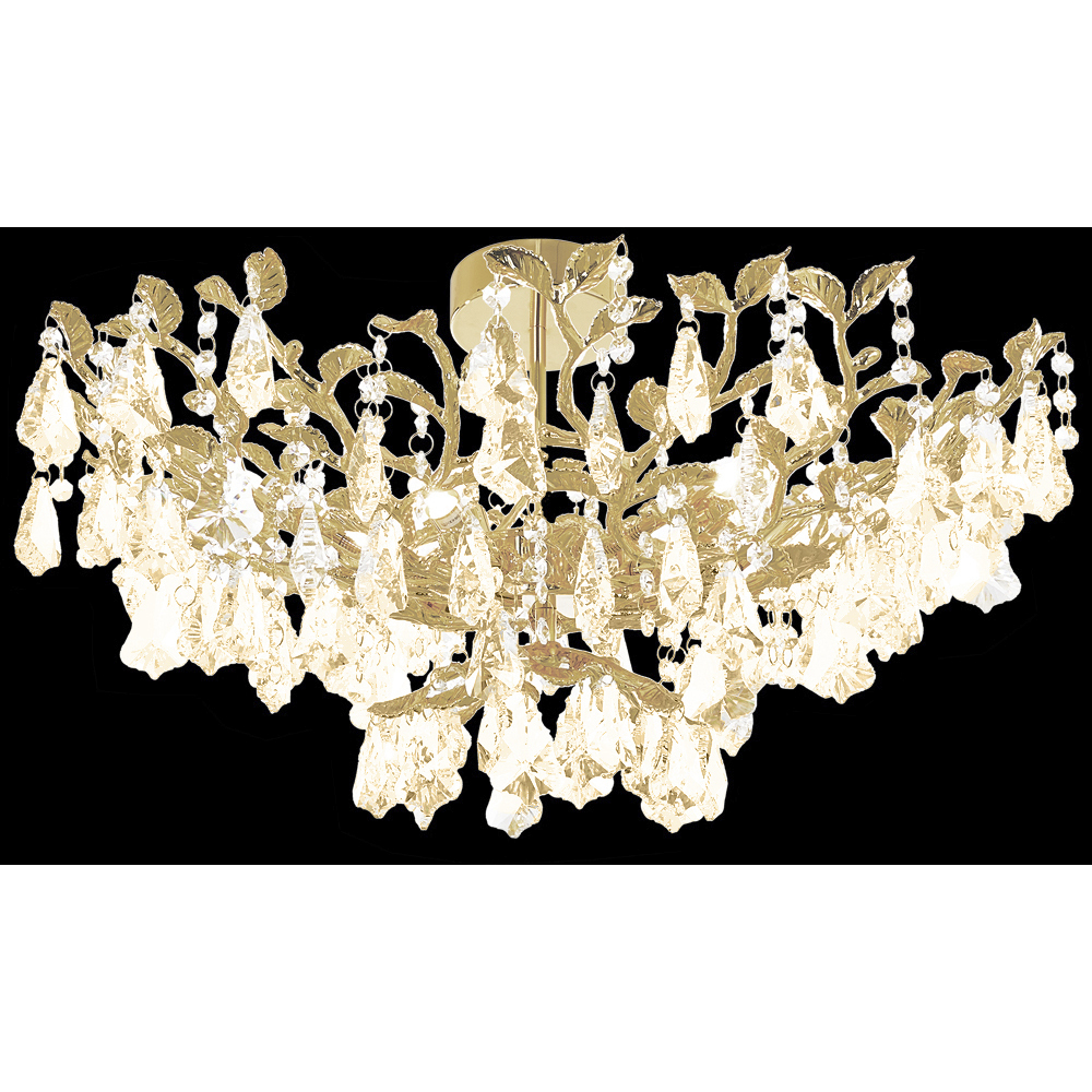 Cast Leaf 8 Light Gold Flush Mount Ceiling Light
