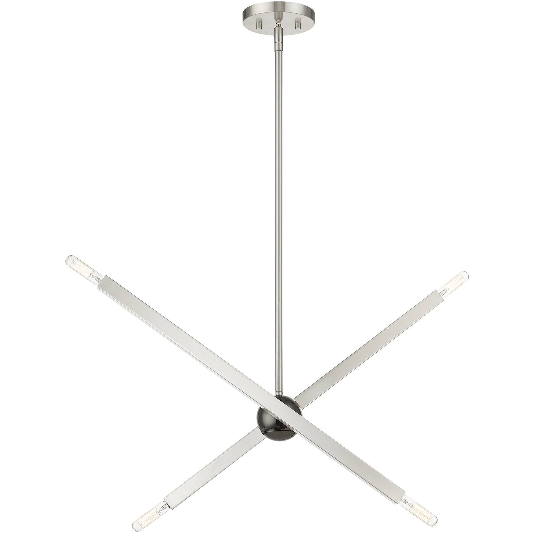 Monaco 4 Light 28 inch Brushed Nickel with Black Chrome Finish Accent Linear Chandelier Ceiling Light