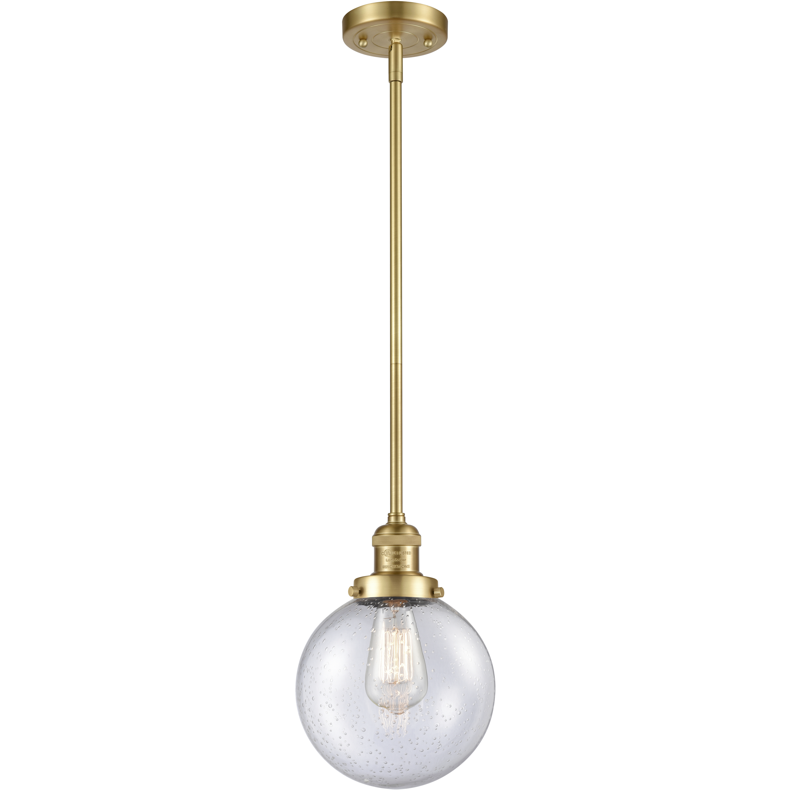 Franklin Restoration Beacon LED 8 inch Satin Gold Mini Pendant Ceiling Light in Seedy, Franklin Restoration