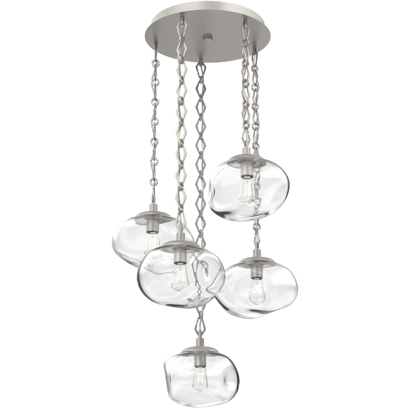 Nova 5 Light 24.2 inch Beige Silver Multi-Pendant Ceiling Light