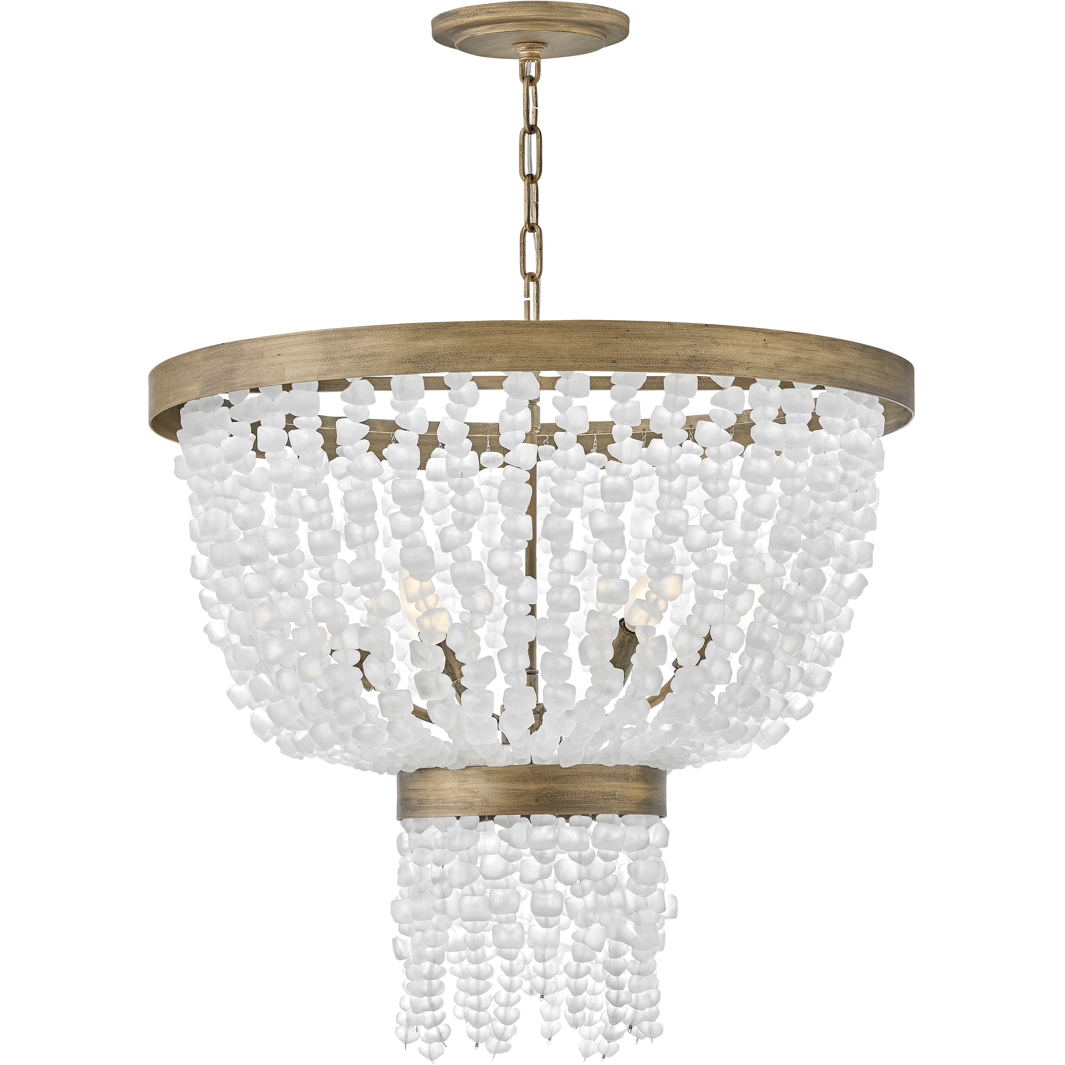Dune LED 25 inch Burnished Gold Chandelier Ceiling Light in Soft White Sea Glass