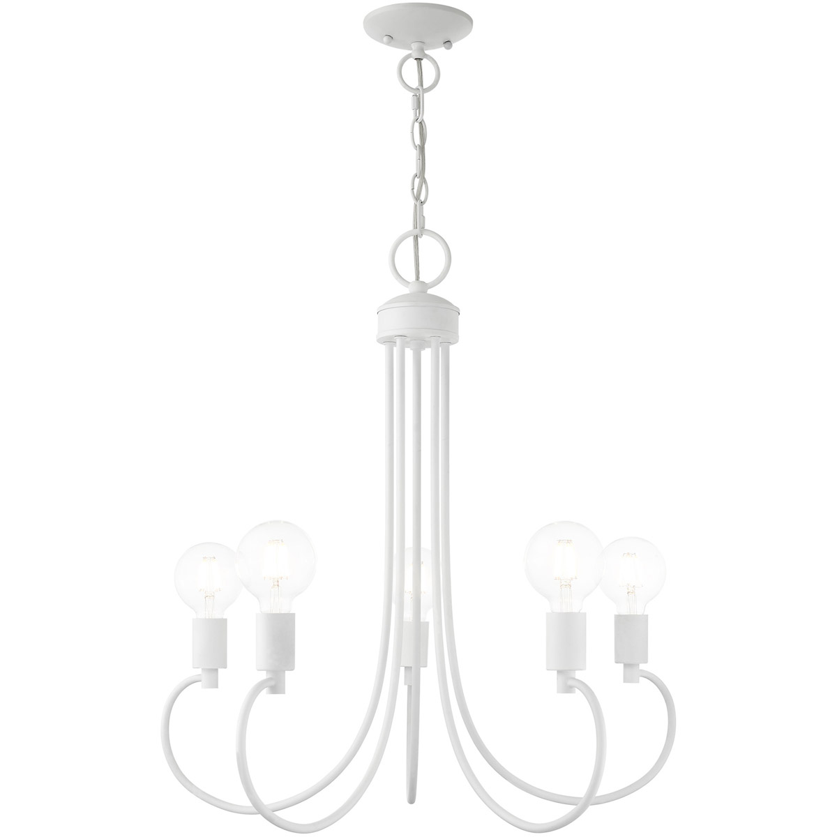 Bari 5 Light 25 inch White Chandelier Ceiling Light