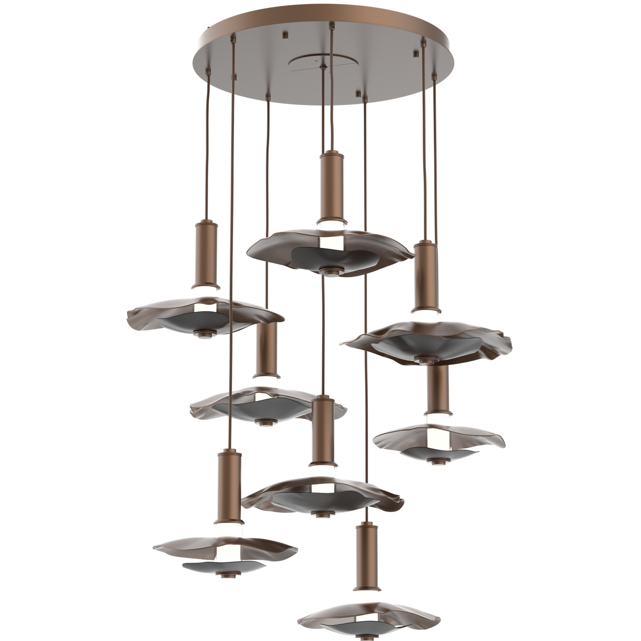Cumulus LED 37 inch Burnished Bronze with Black Metal Multi-Pendant Ceiling Light