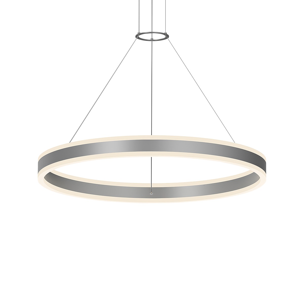 Double Corona LED 31.5 inch Bright Satin Aluminum Pendant Ceiling Light in Add 20 ft. Cord