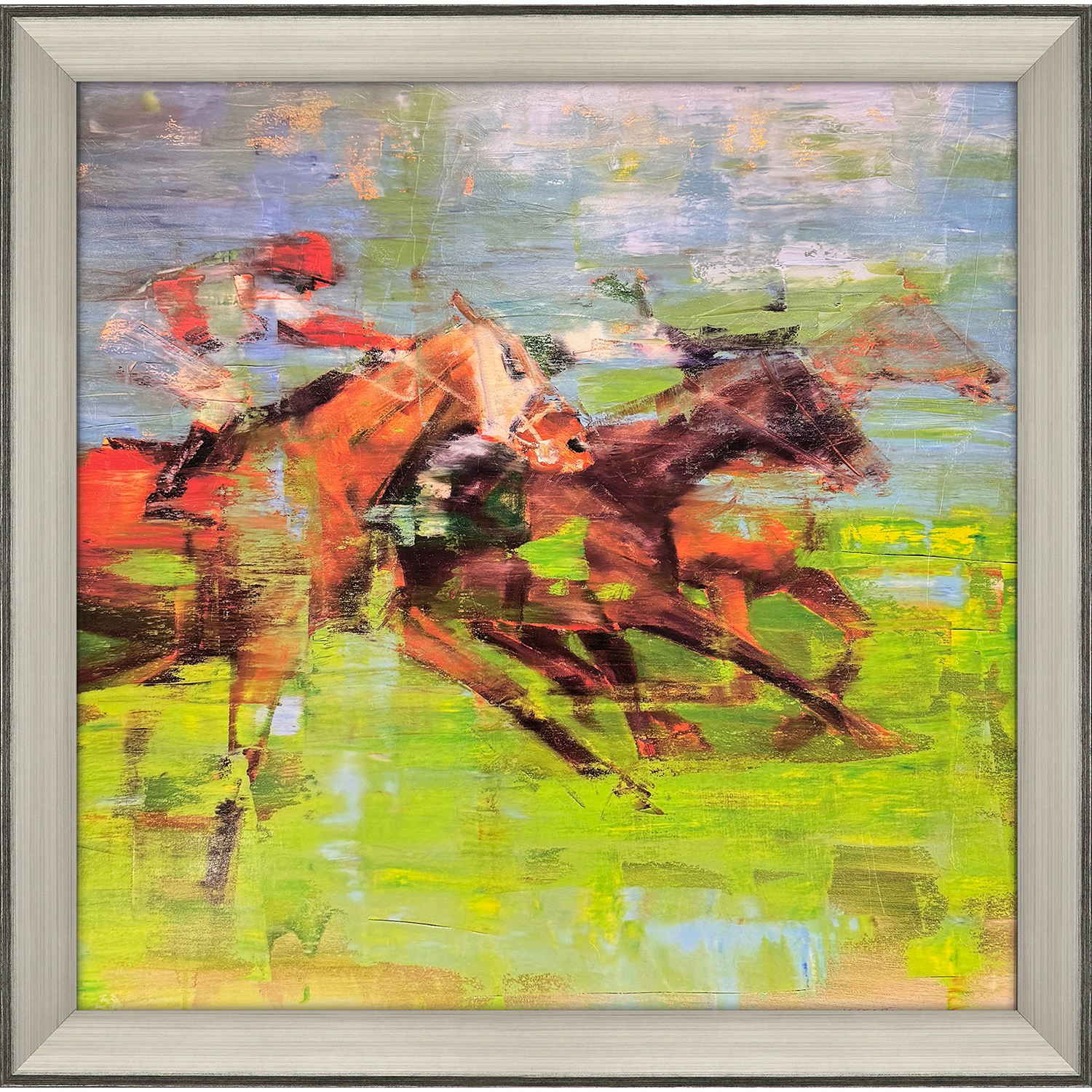 They Are Coming Green and Brown and Red and Yellow Framed Art