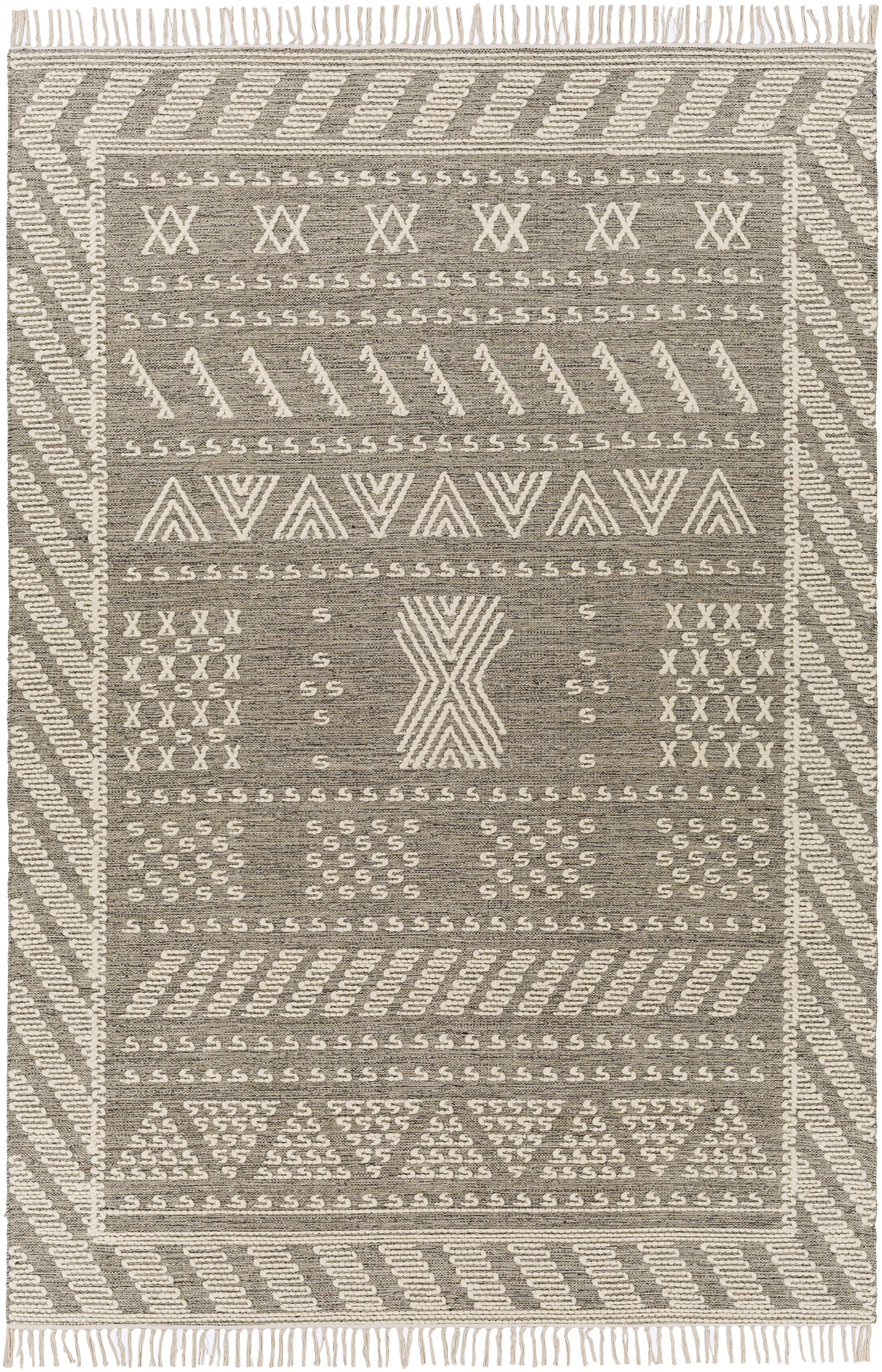 Bedouin 108 X 72 inch Medium Gray Rug in 6 X 9, Rectangle