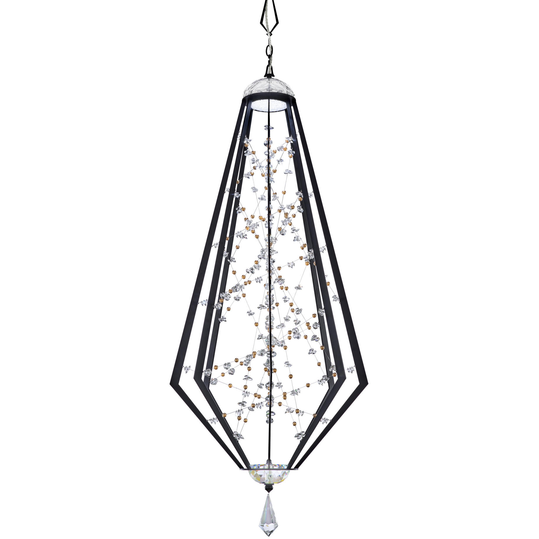 Forever Eternity LED 22 inch Black Pendant Ceiling Light in Clear Radiance Crystal and Gold Pearl