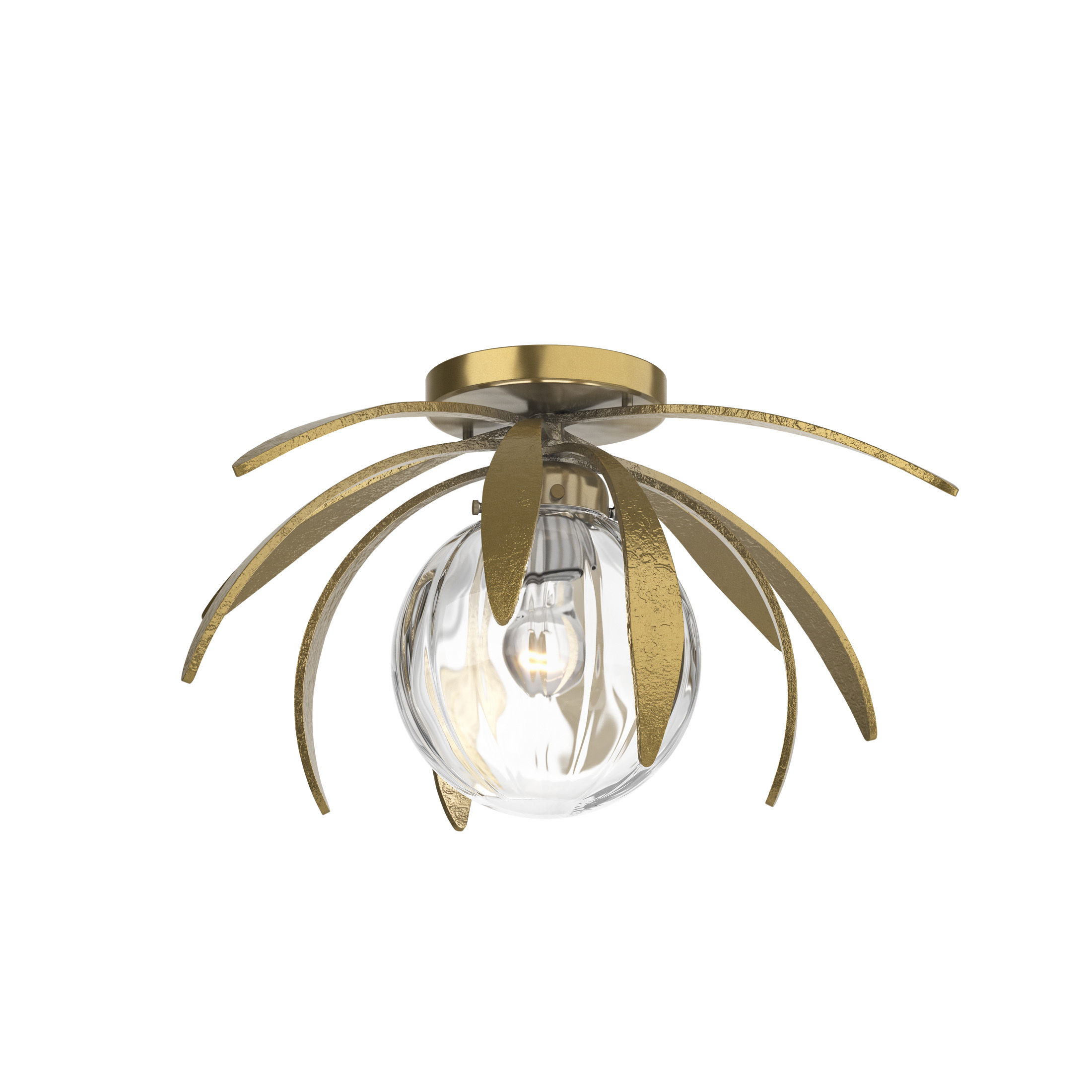 Dahlia 1 Light 21.3 inch Modern Brass Semi-Flush Ceiling Light in Water