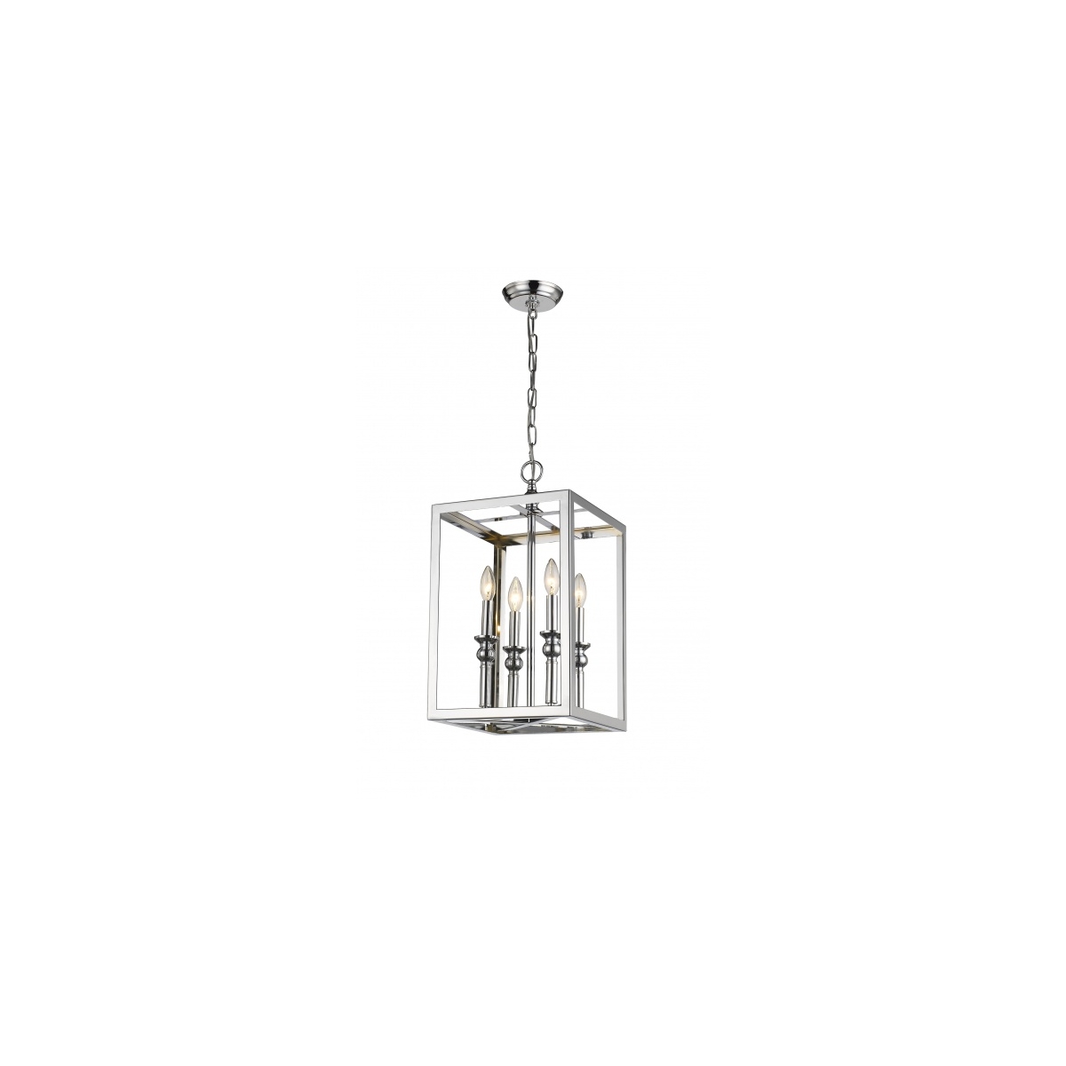 Canada 4 Light 12 inch Shiny Nickel Chandelier Ceiling Light, Candle Light