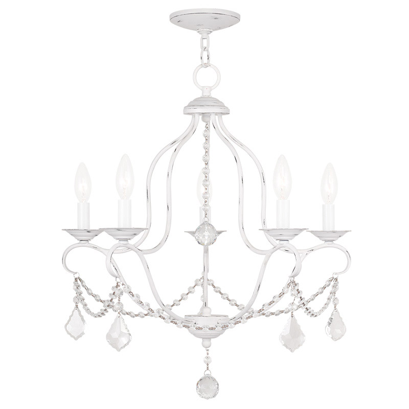Chesterfield 5 Light 22 inch Antique White Chandelier Ceiling Light