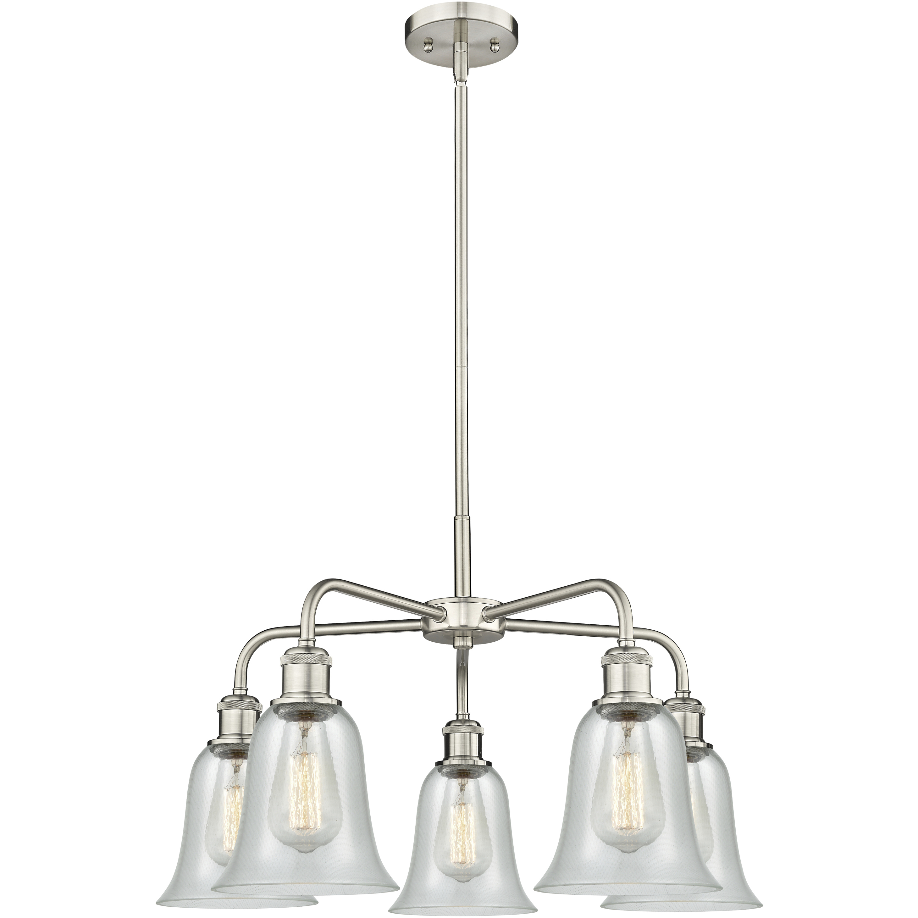 Hanover 5 Light 24.25 inch Satin Nickel Chandelier Ceiling Light in Fishnet Glass