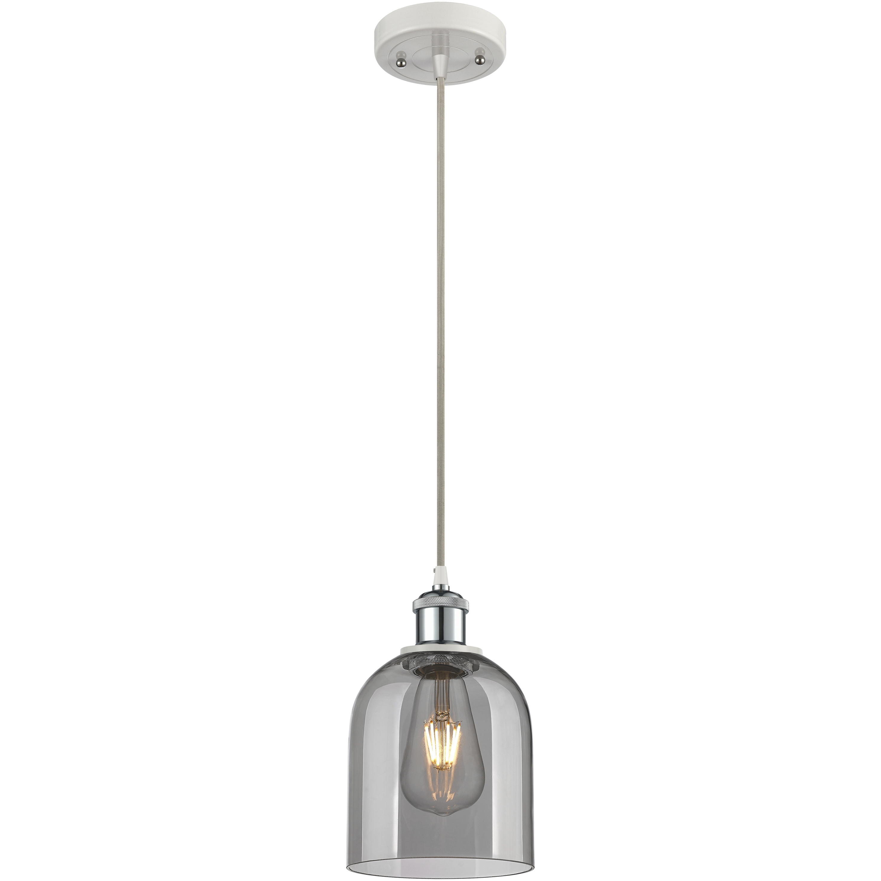 Ballston Bella 1 Light 5.5 inch White Polished Chrome Cord Hung Mini Pendant Ceiling Light