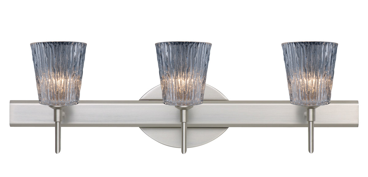 Nico 4 3 Light 23 inch Satin Nickel Vanity Lighting Wall Light in Halogen, Clear Stone Glass