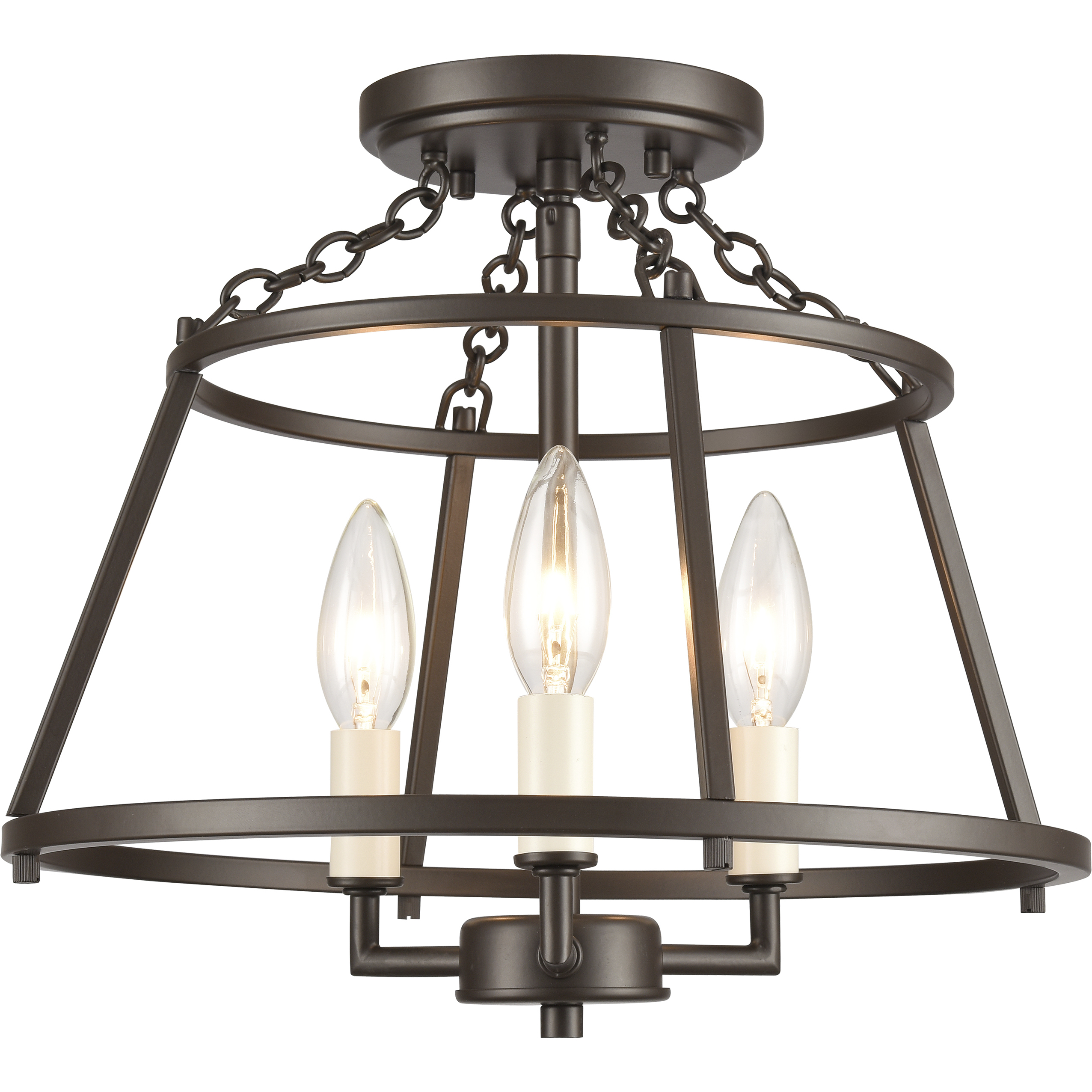 Joanie 3 Light 13 inch Old Bronze Semi Flush Mount Ceiling Light