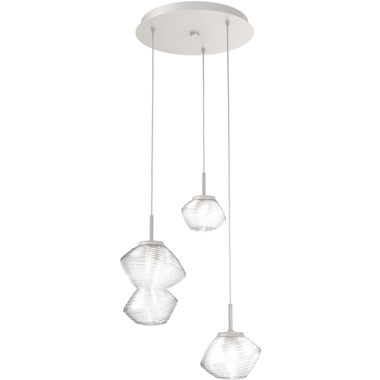 Mesa LED Beige Silver Chandelier Ceiling Light, Multi-Port Round