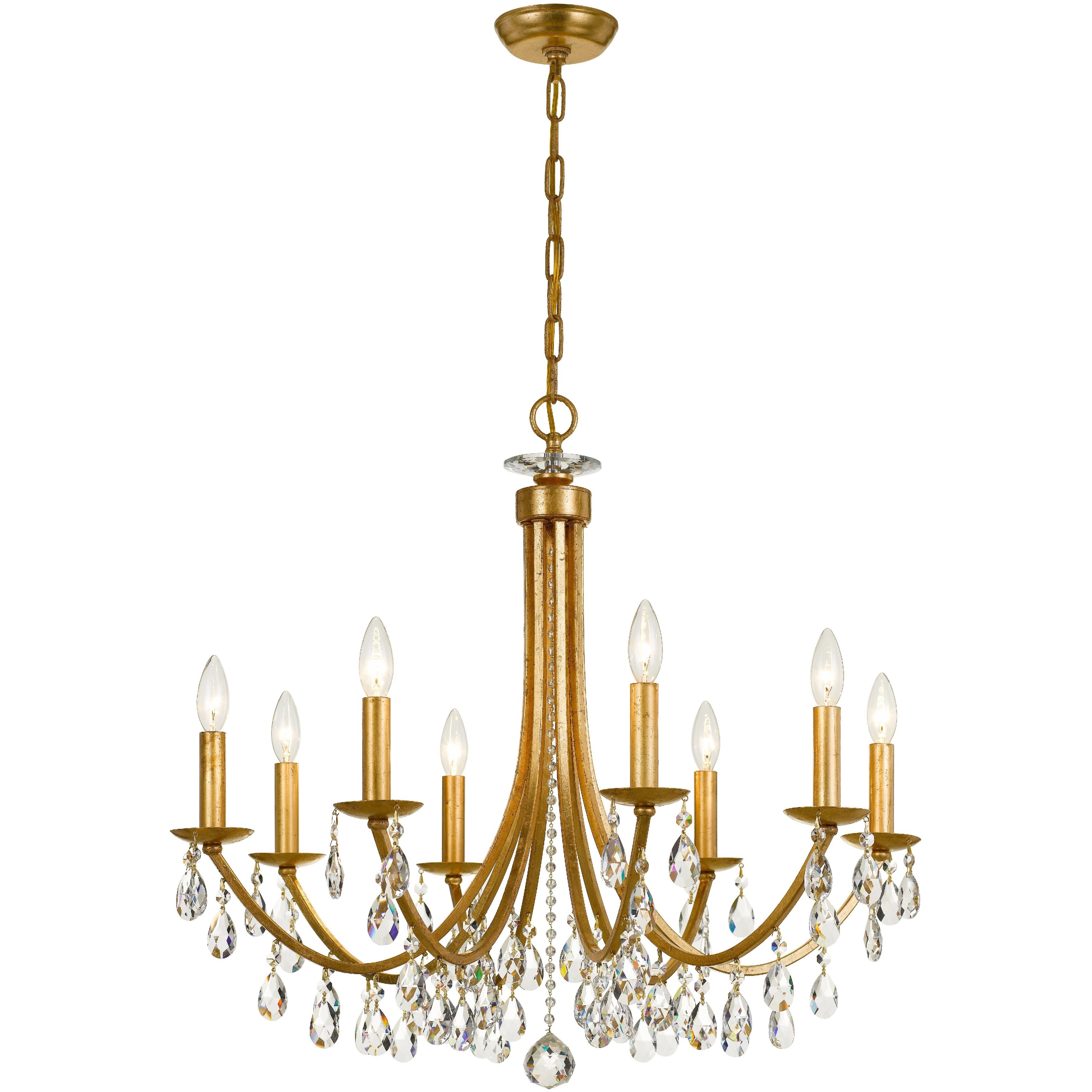 Bridgehampton 8 Light 28 inch Antique Gold Chandelier Ceiling Light in Clear Swarovski Strass