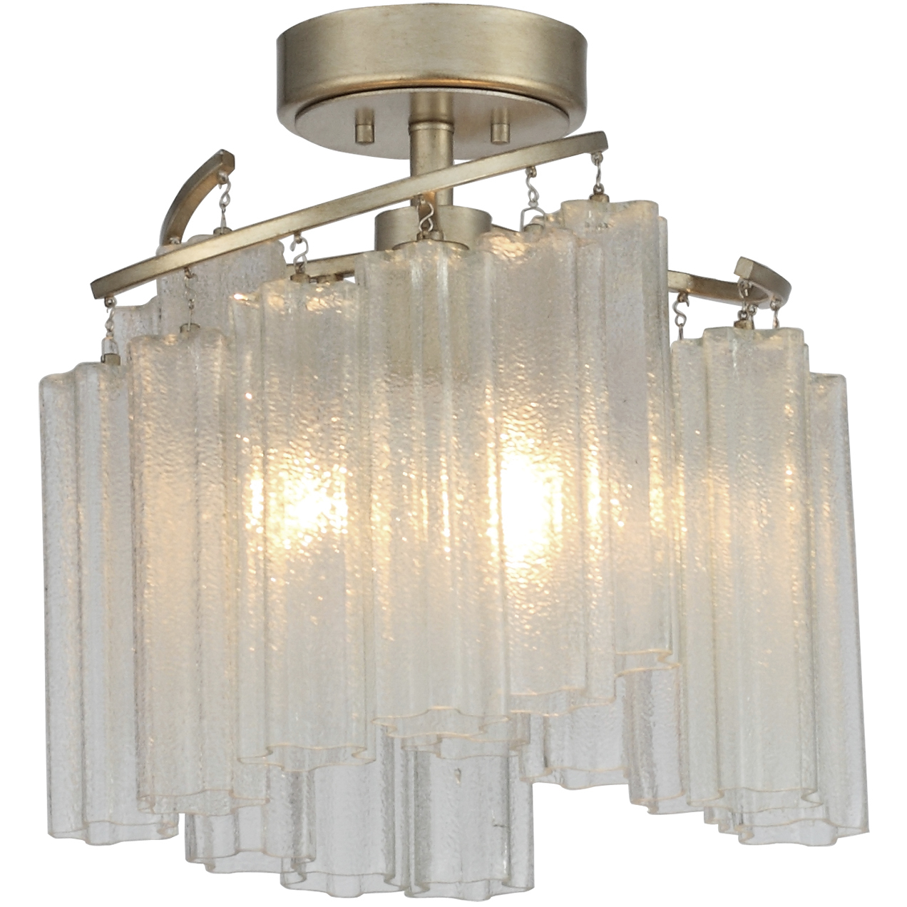Victoria 3 Light 17 inch Golden Silver Semi-Flush Mount Ceiling Light