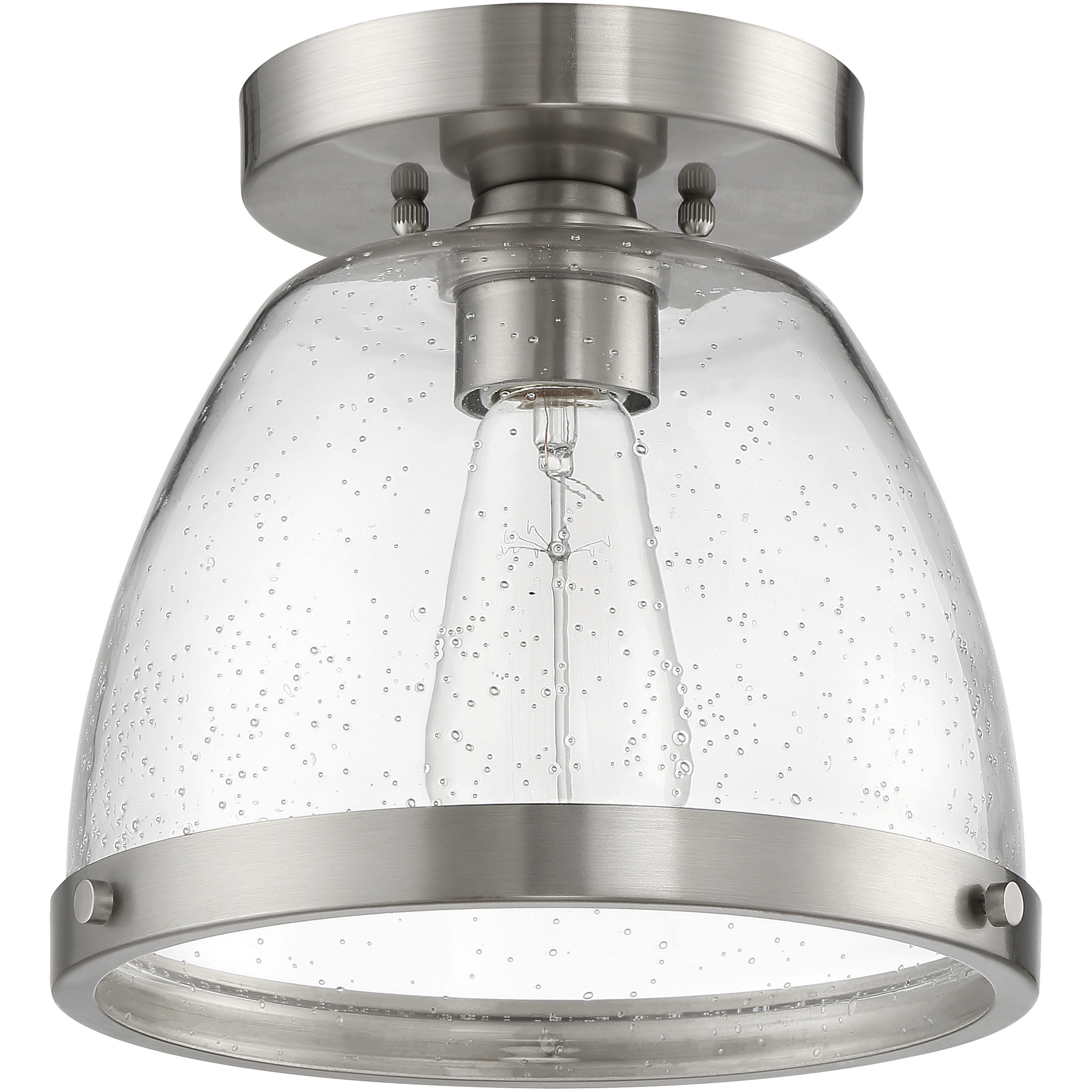 Lodie 1 Light 8 inch Brushed Polished Nickel Flushmount Ceiling Light