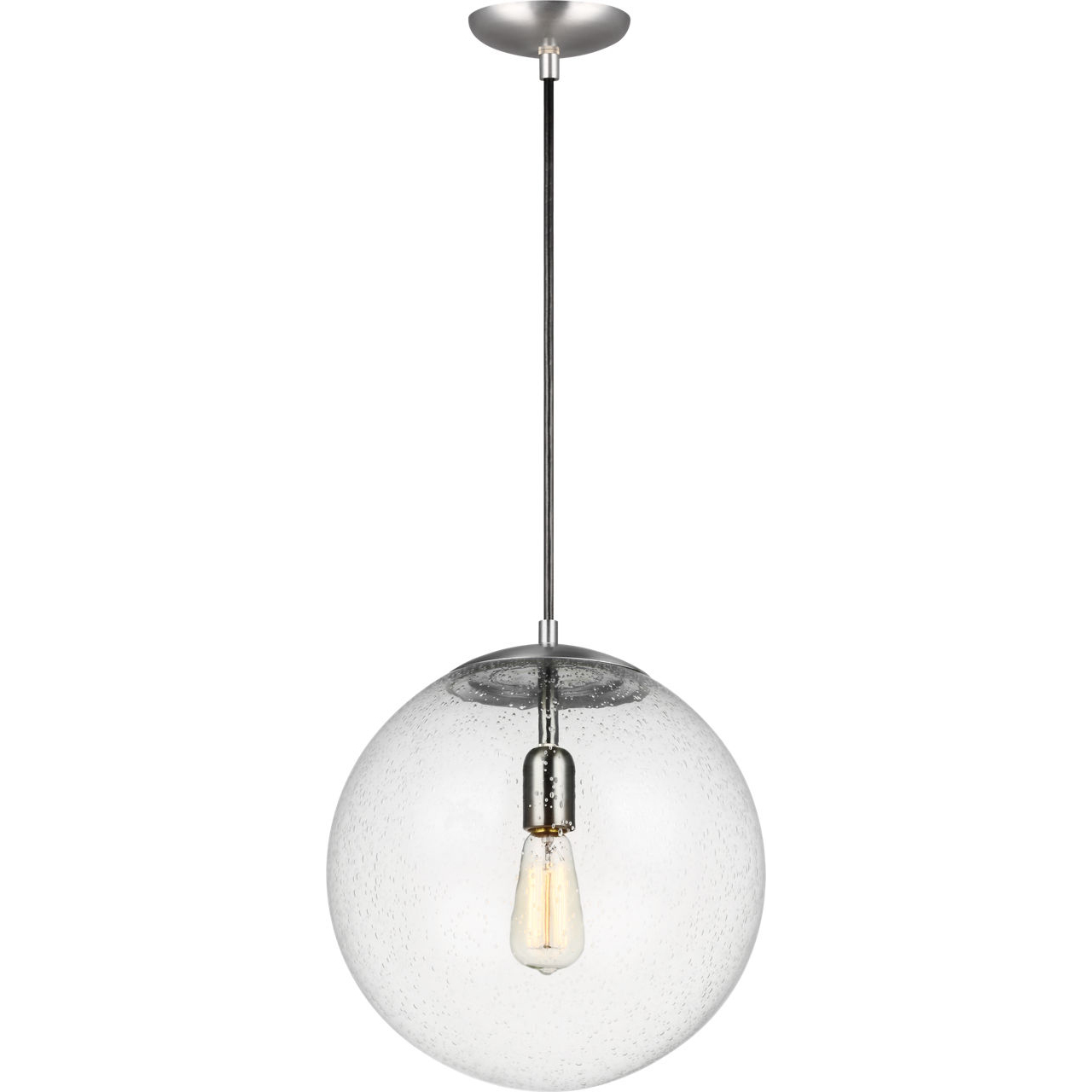 Leo - Hanging Globe 1 Light 14 inch Satin Aluminum Pendant Ceiling Light