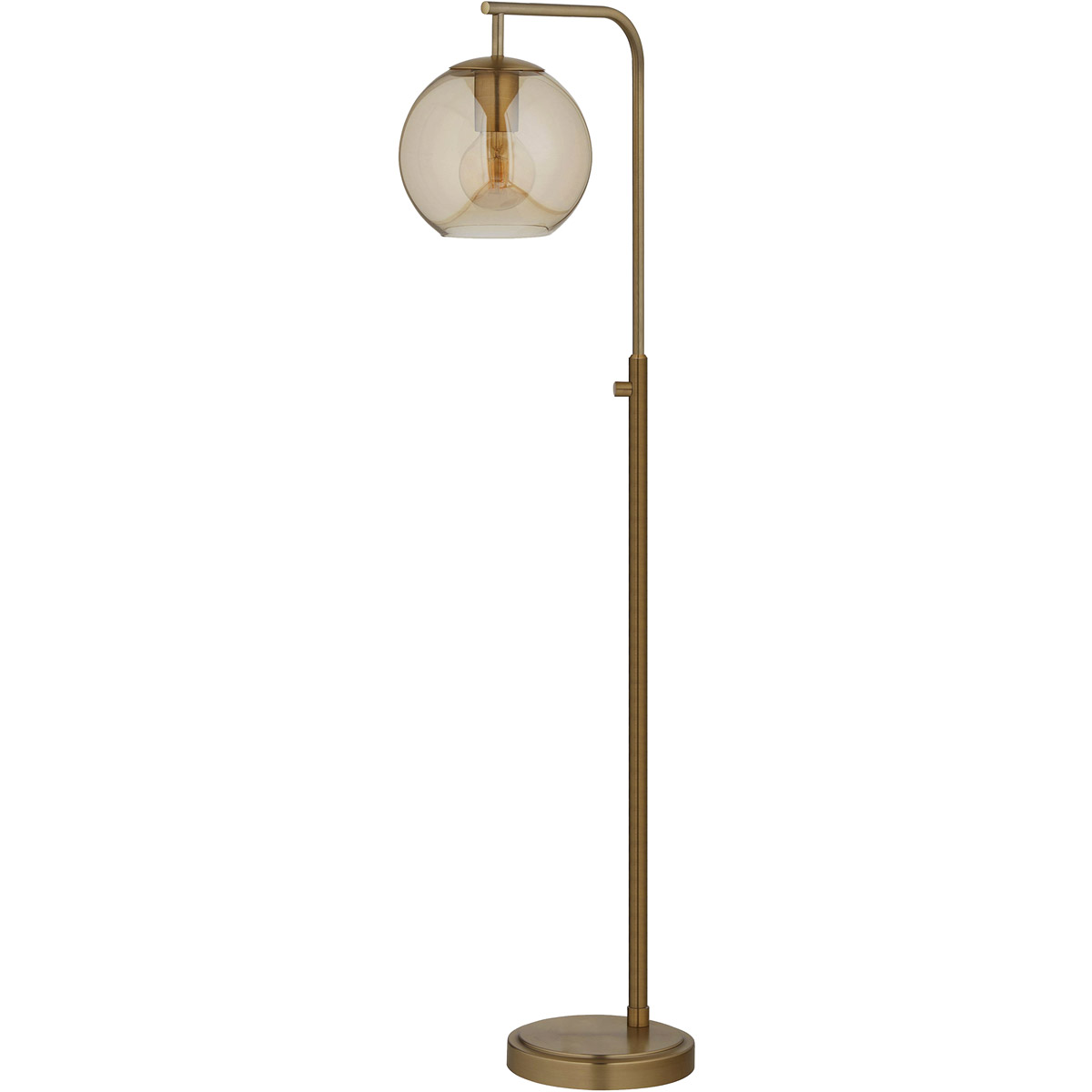 Globe 58.5 inch 40 watt Antique Brass Floor Lamp Portable Light in Amber Tinted Glass, Simplee Adesso