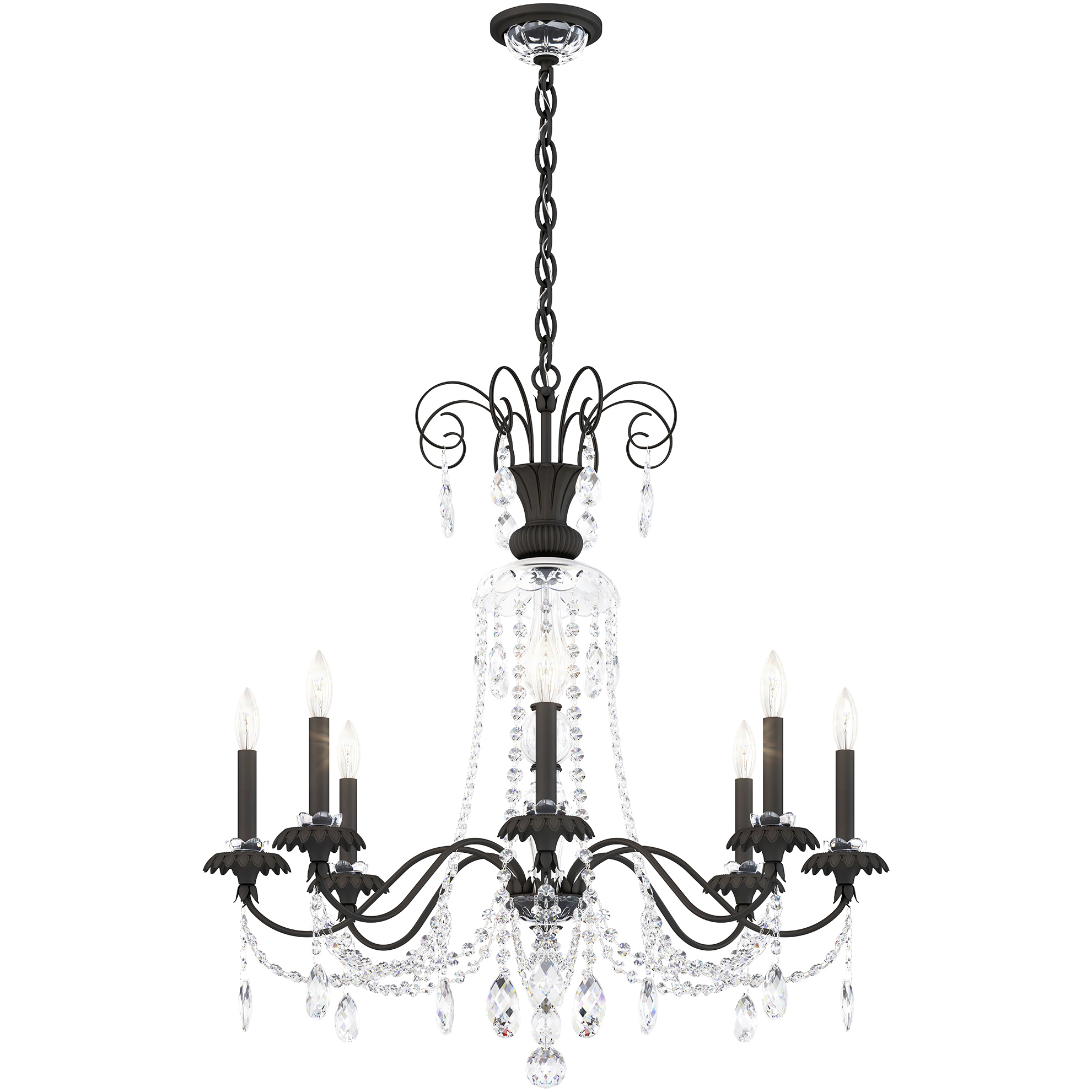 Helenia 8 Light 31.5 inch Black Chandelier Ceiling Light, Adjustable Height