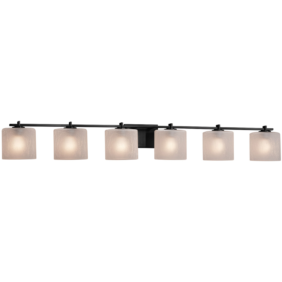 Fusion 6 Light 56.5 inch Matte Black Bath Bar Wall Light in Oval, Incandescent, Frosted Crackle Fusion