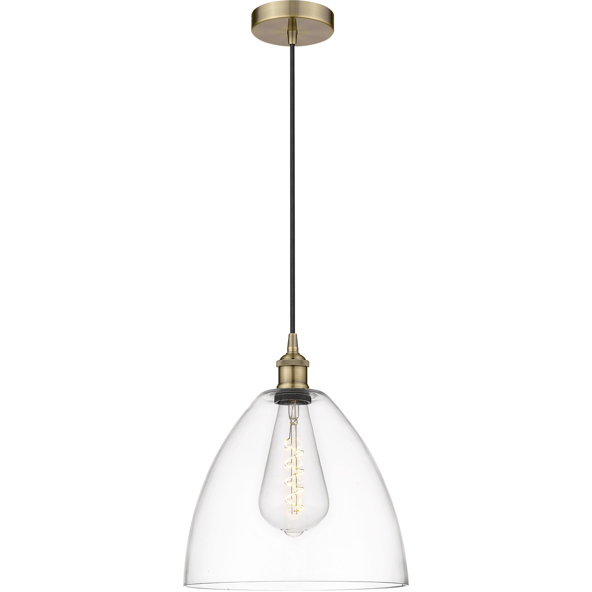 Edison Dome 1 Light 12 inch Antique Brass Mini Pendant Ceiling Light
