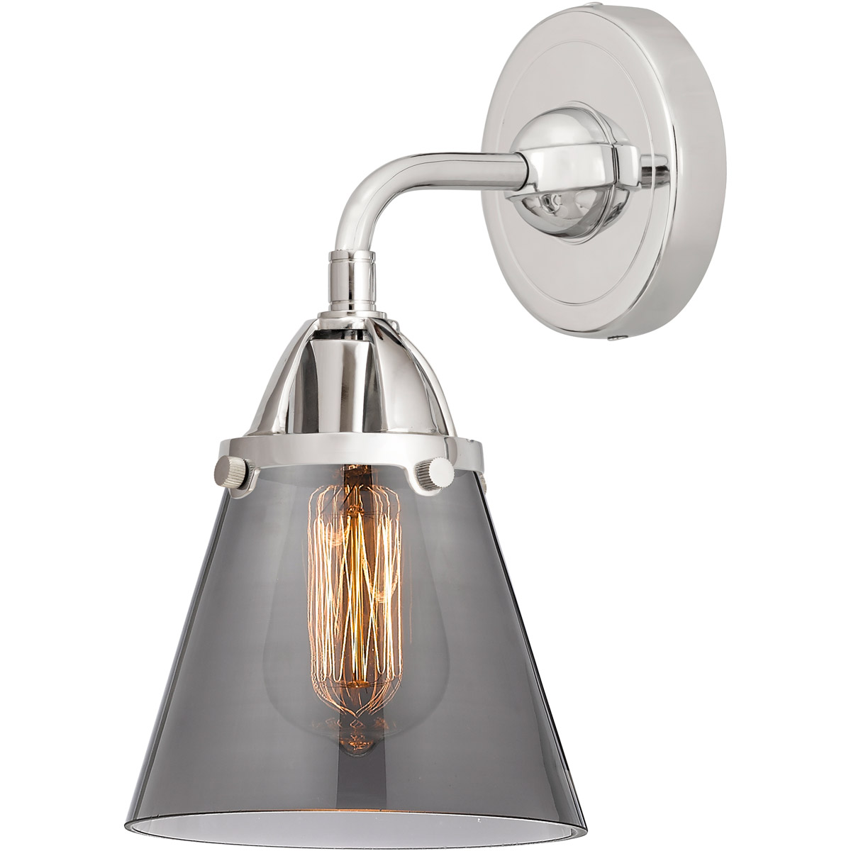 Nouveau 2 Small Cone LED 6.25 inch Polished Chrome Sconce Wall Light in Light Smoke Glass