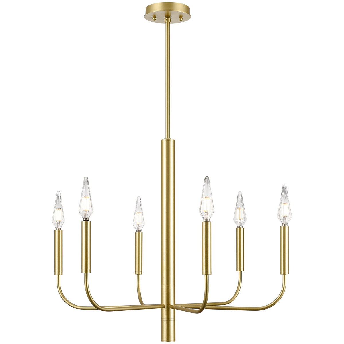 Olivia 6 Light Multiple Finishes and Painted Satin Brass Chandelier Ceiling Light
