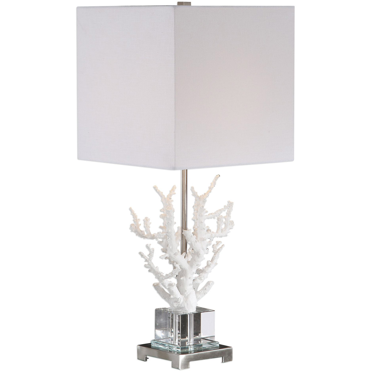 Corallo 29 inch 150 watt White Coral and Polished Nickel with Crystal Table Lamp Portable Light