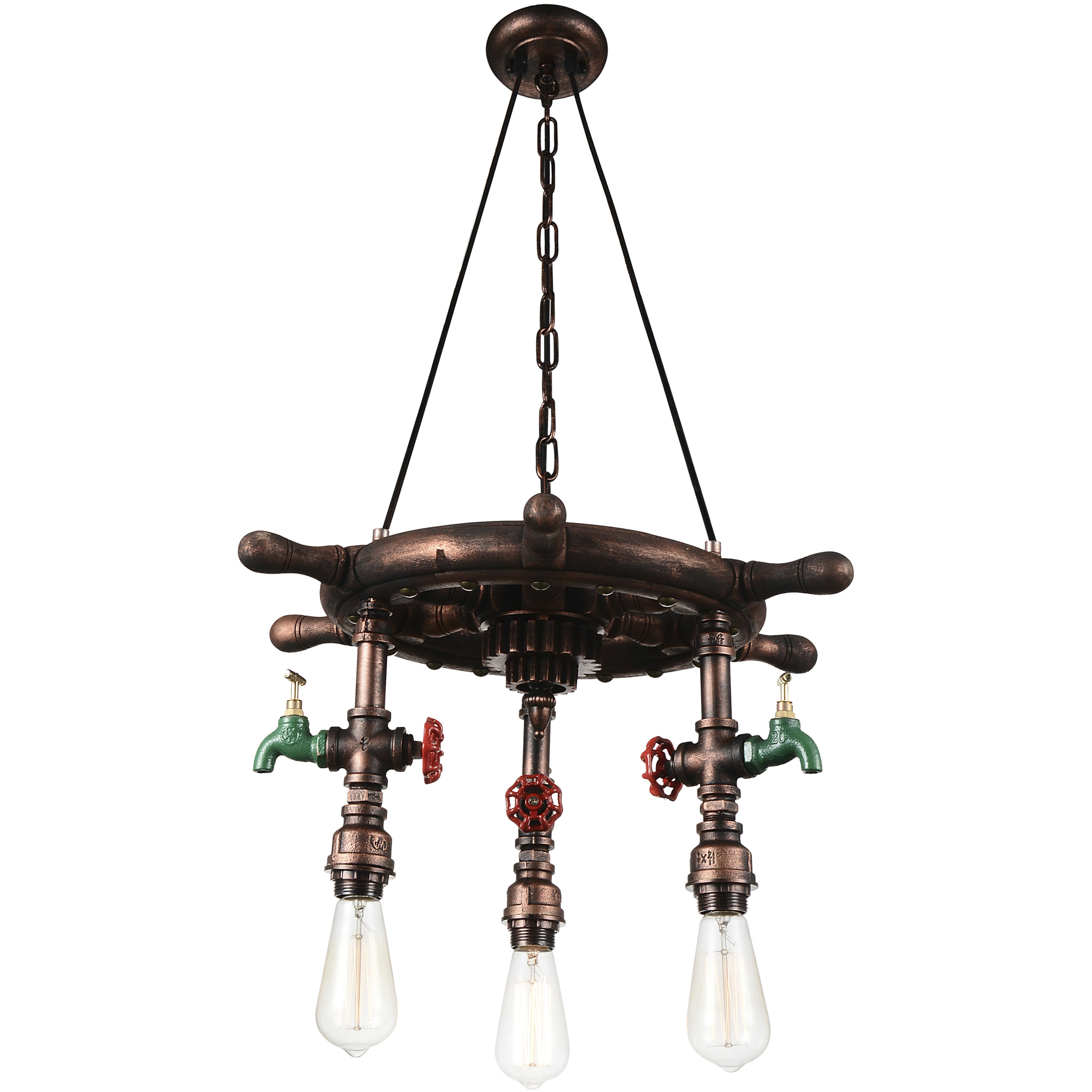 Manor 3 Light 22 inch Speckled copper Down Chandelier Ceiling Light