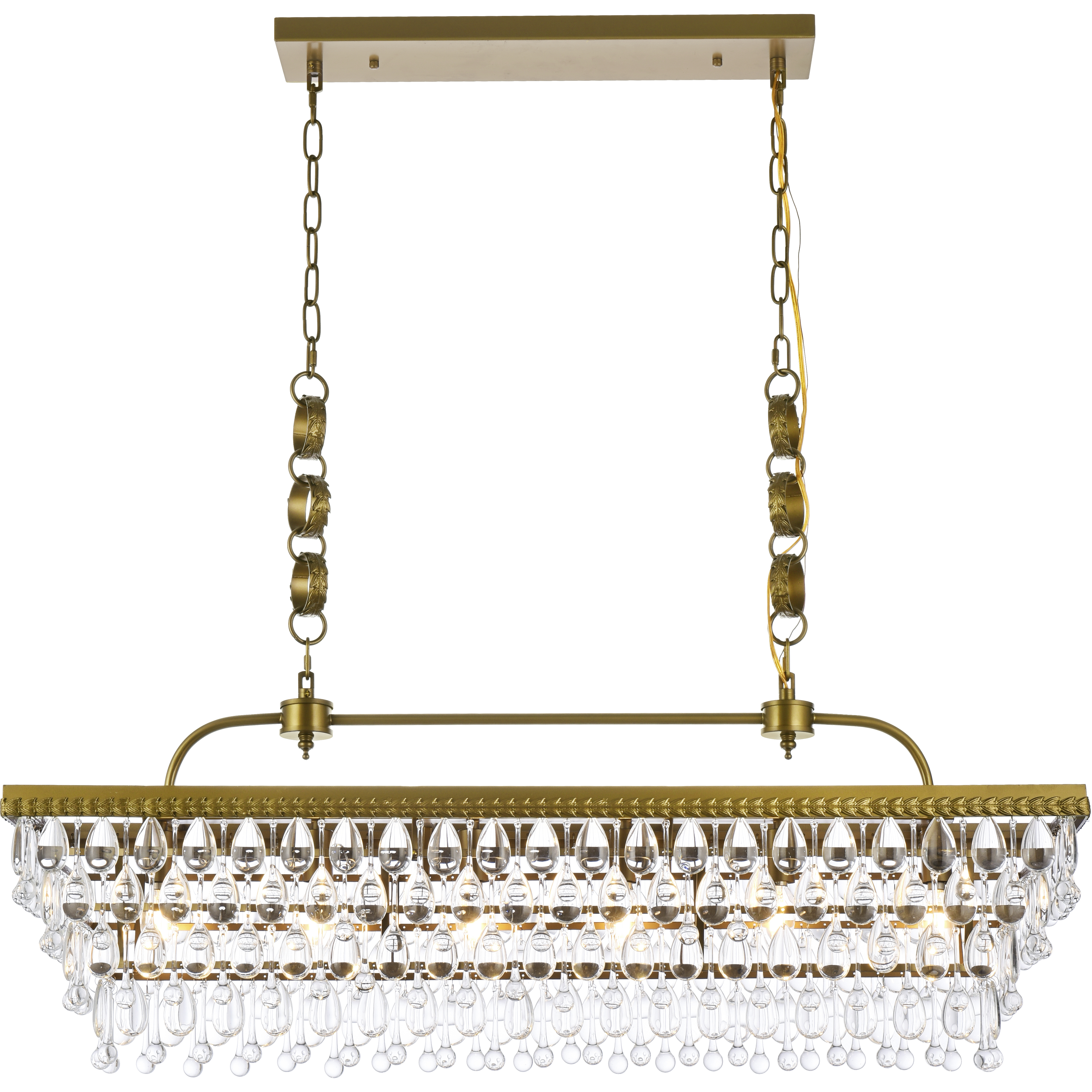 Nordic 6 Light 40 inch Brass Linear Pendant Ceiling Light