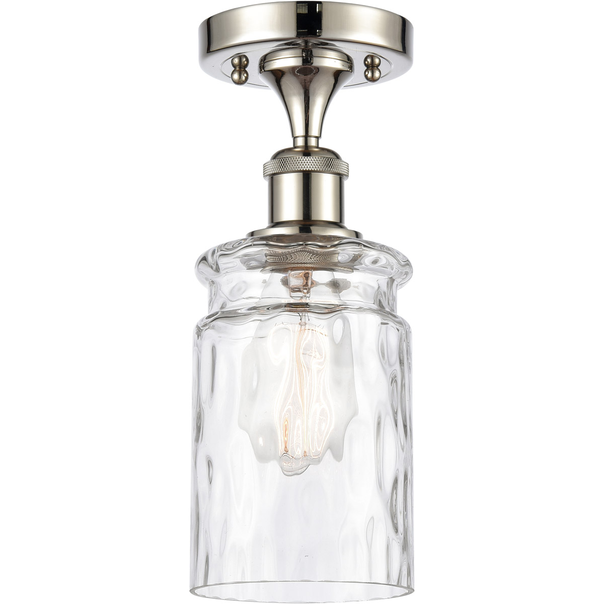 Ballston Candor 1 Light 5 inch Polished Nickel Semi-Flush Mount Ceiling Light in Clear Waterglass, Ballston