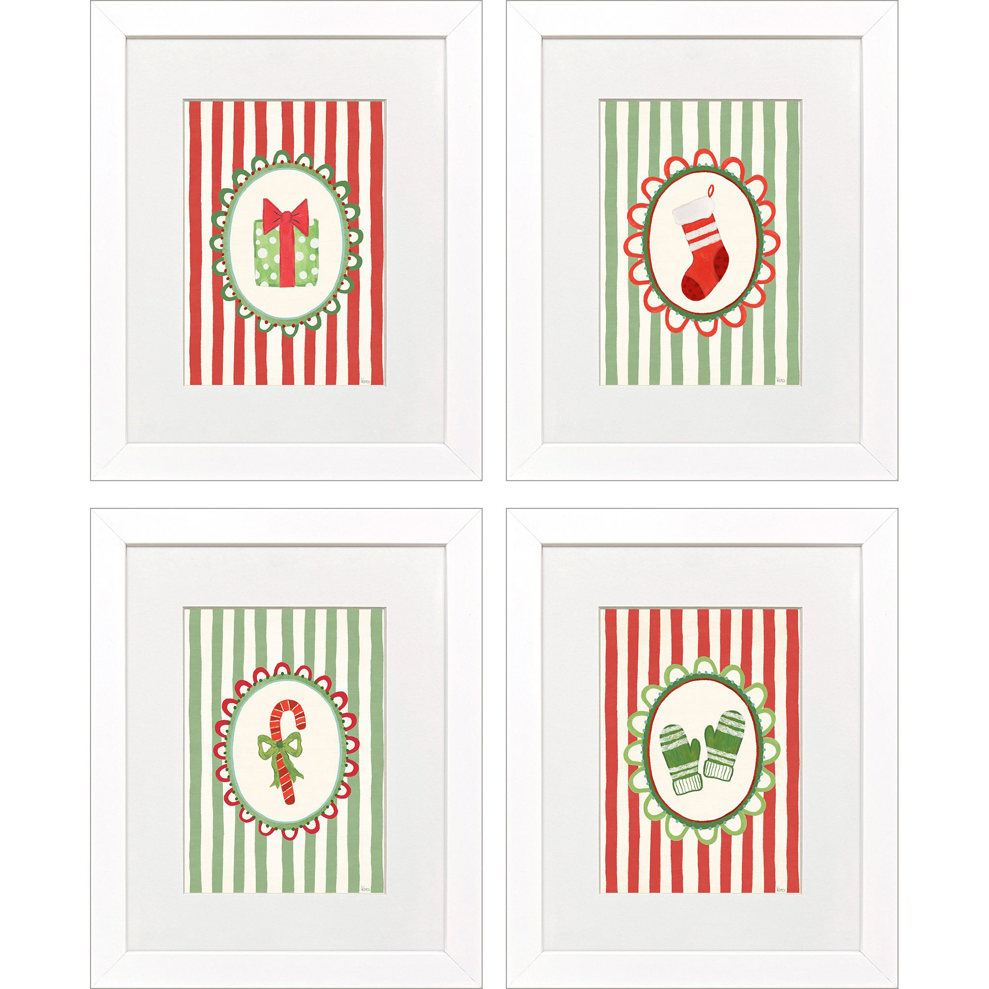 Bright Whimsy Multi and Green and Red and White Framed Art, Propac