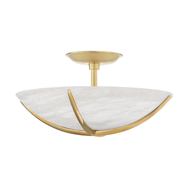 Wheatley 4 Light 16 inch Aged Brass Semi Flush Ceiling Light