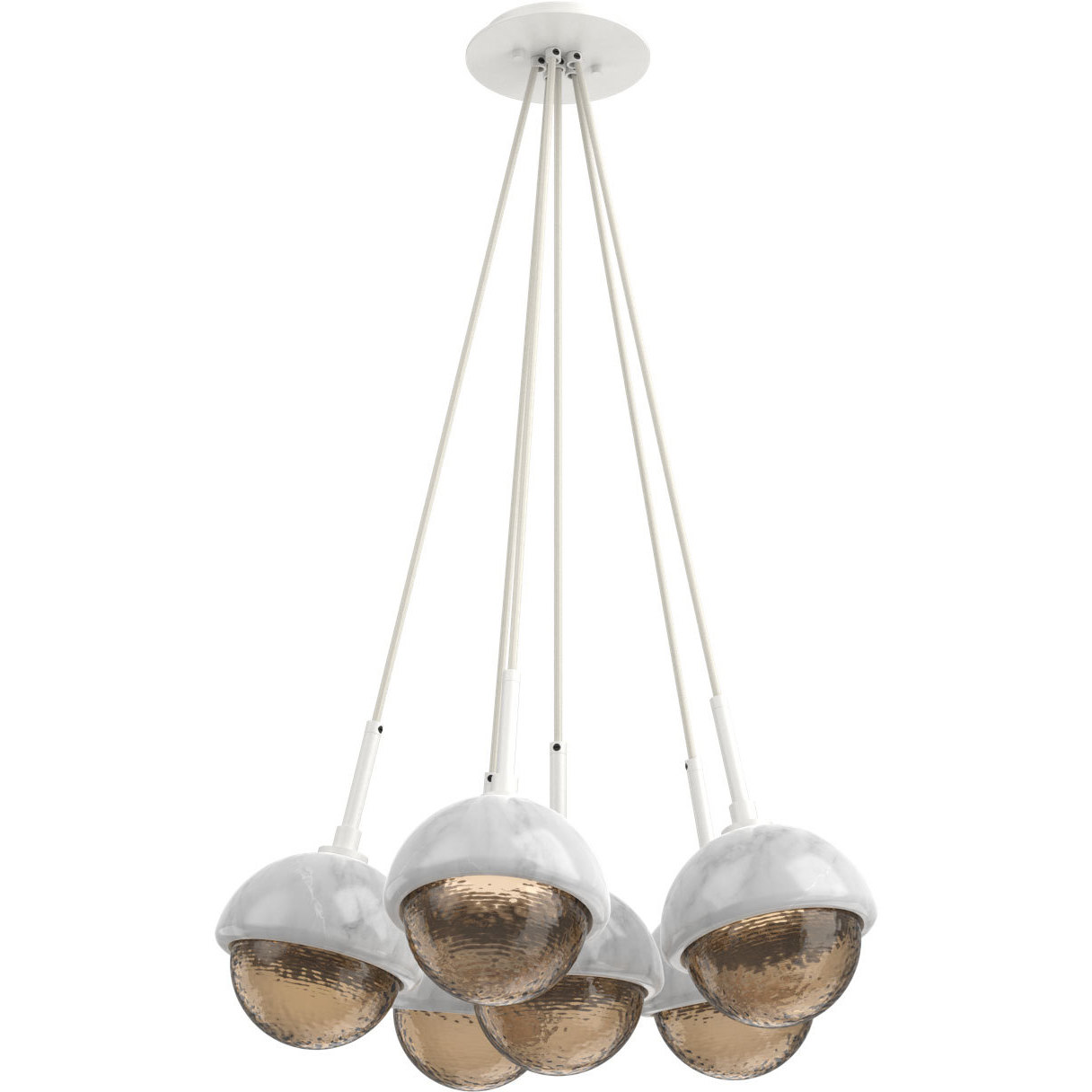 Cabochon LED 18.5 inch Salt White with White Marble Cluster Pendant Ceiling Light in 3000K LED, Bronze