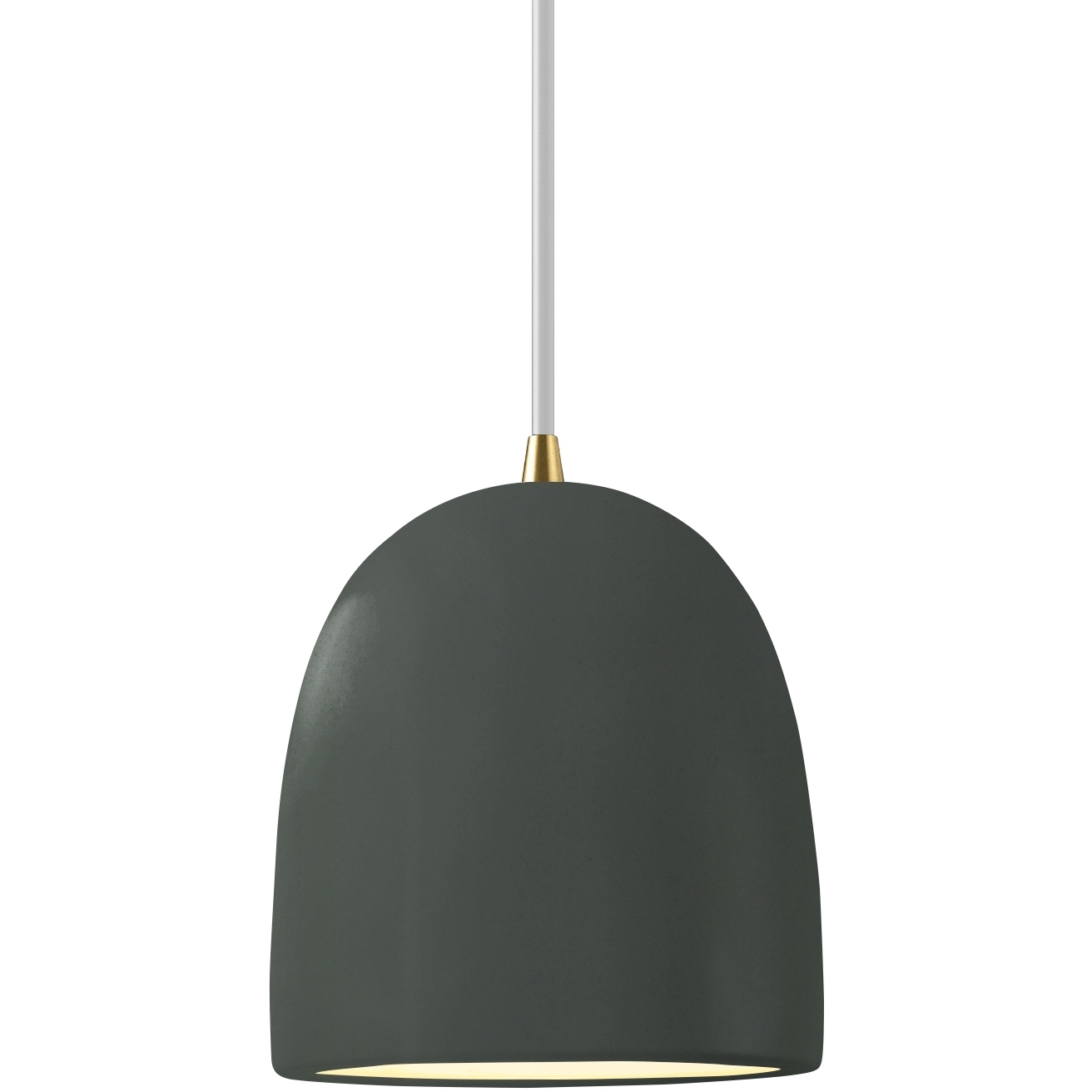 Radiance Collection - Bell Single Drop Pendant in Antique Brass, Dedicated LED, Pewter Green, White, Form+Finish+Function
