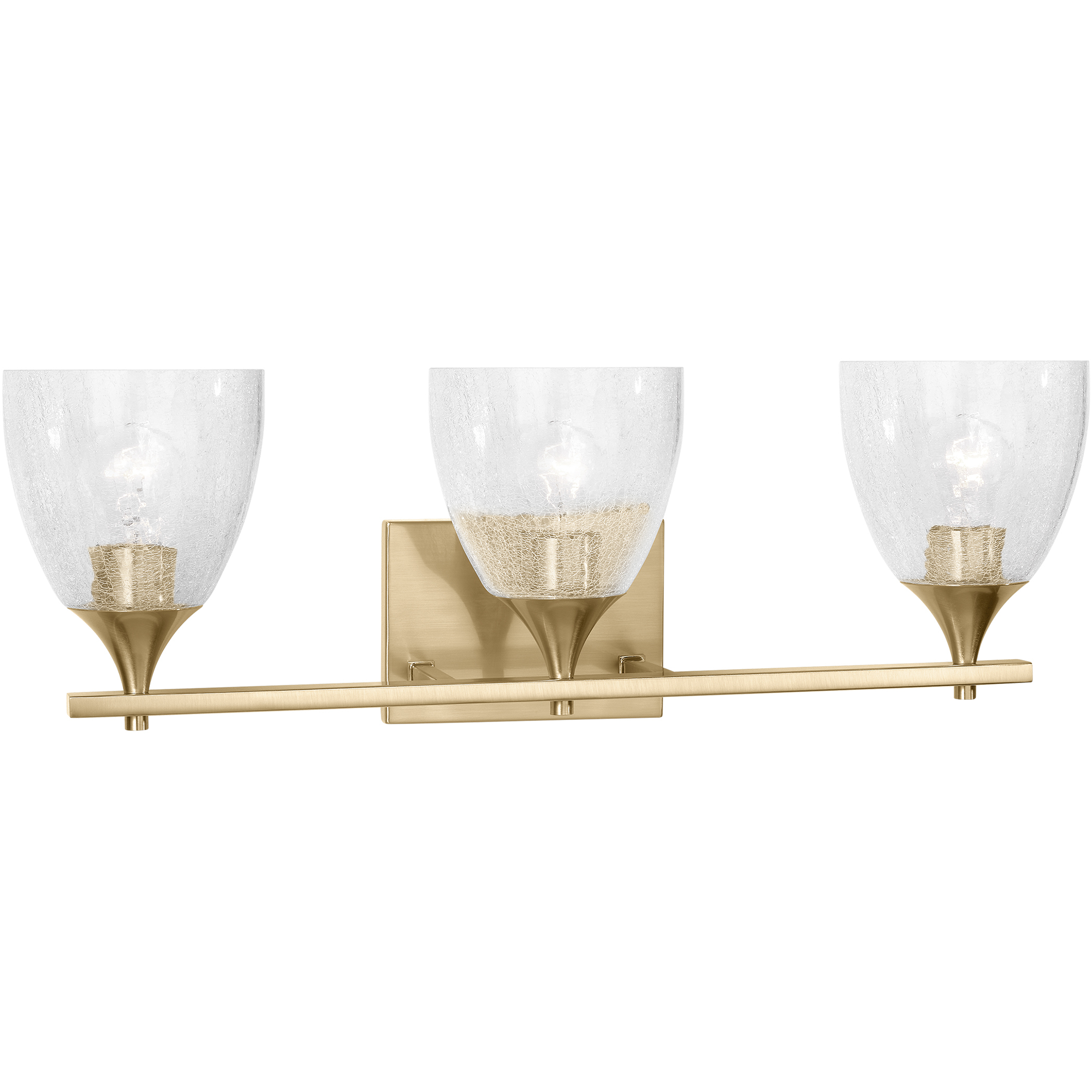 Drew & Jonathan Toffino 3 Light 26 inch Satin Brass Vanity Light Wall Light in Clear Crackle Glass