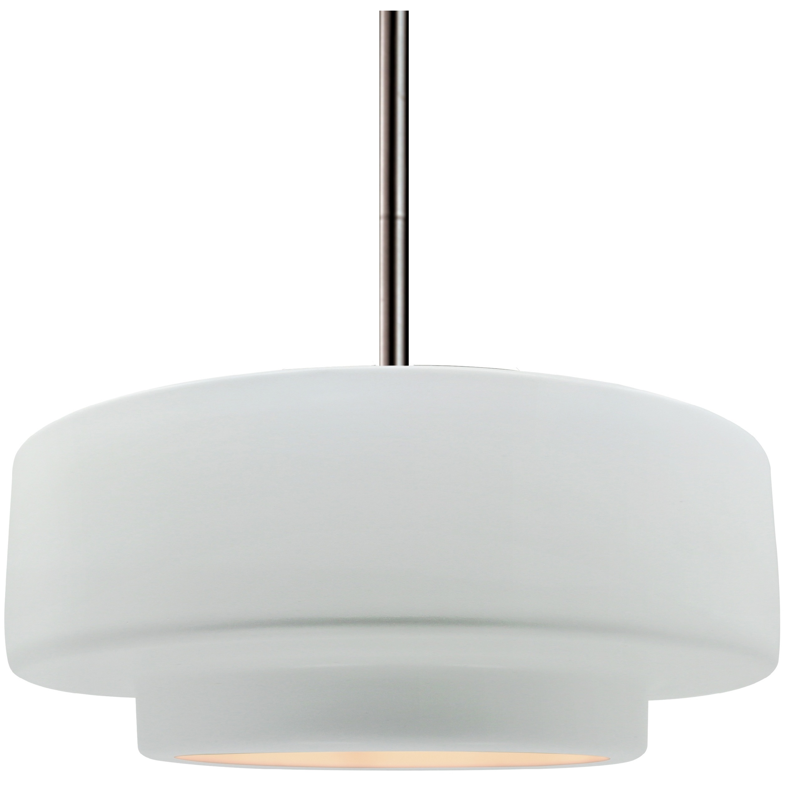 Radiance Collection - Tier Pendant Ceiling Light in Brushed Nickel, Dedicated LED, Black Cord, Gloss White (outside and inside of fixture), 14.5W x 5.25H, Form+Finish+Function
