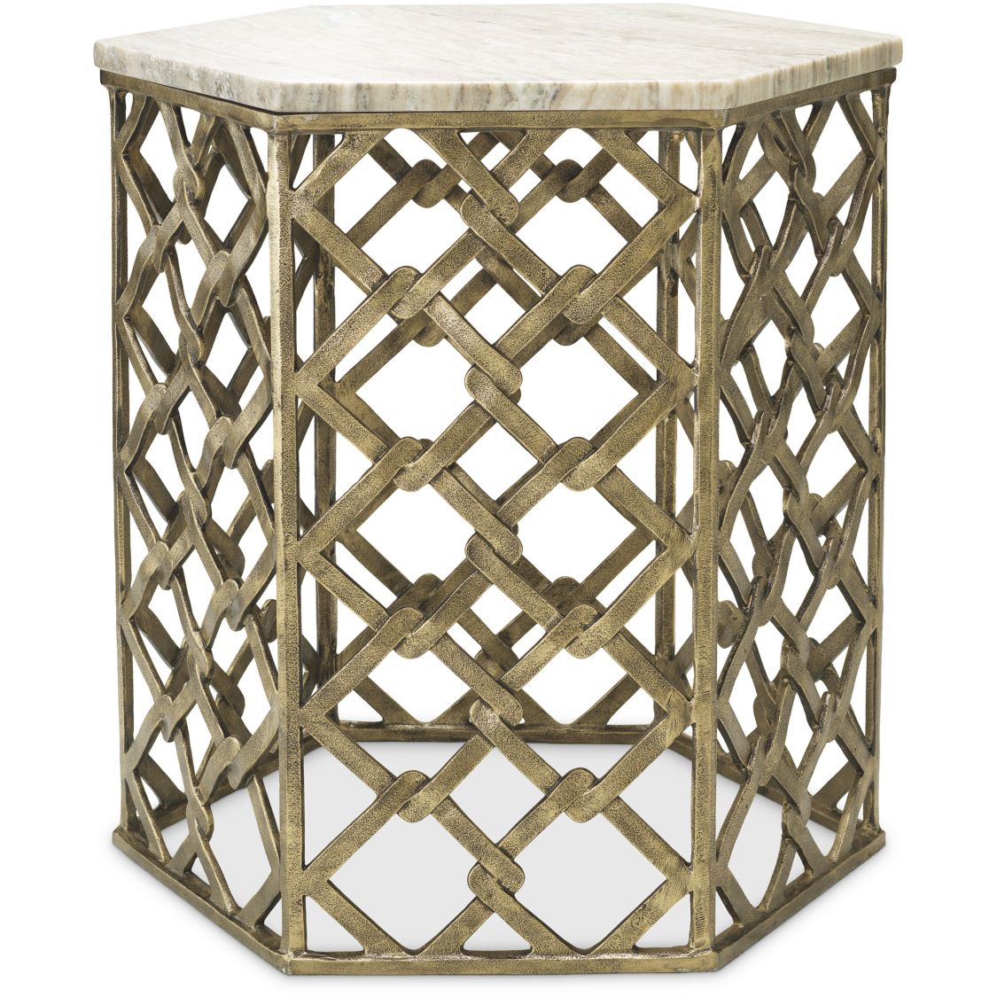 Stratham 23.62 X 22.64 inch Antique Brass and Marble Top Side Table