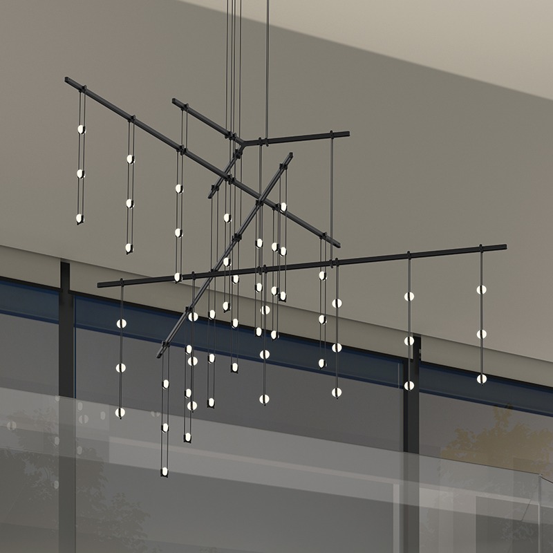 Suspenders LED 61 inch Satin Black Modular Pendant Composition Ceiling Light