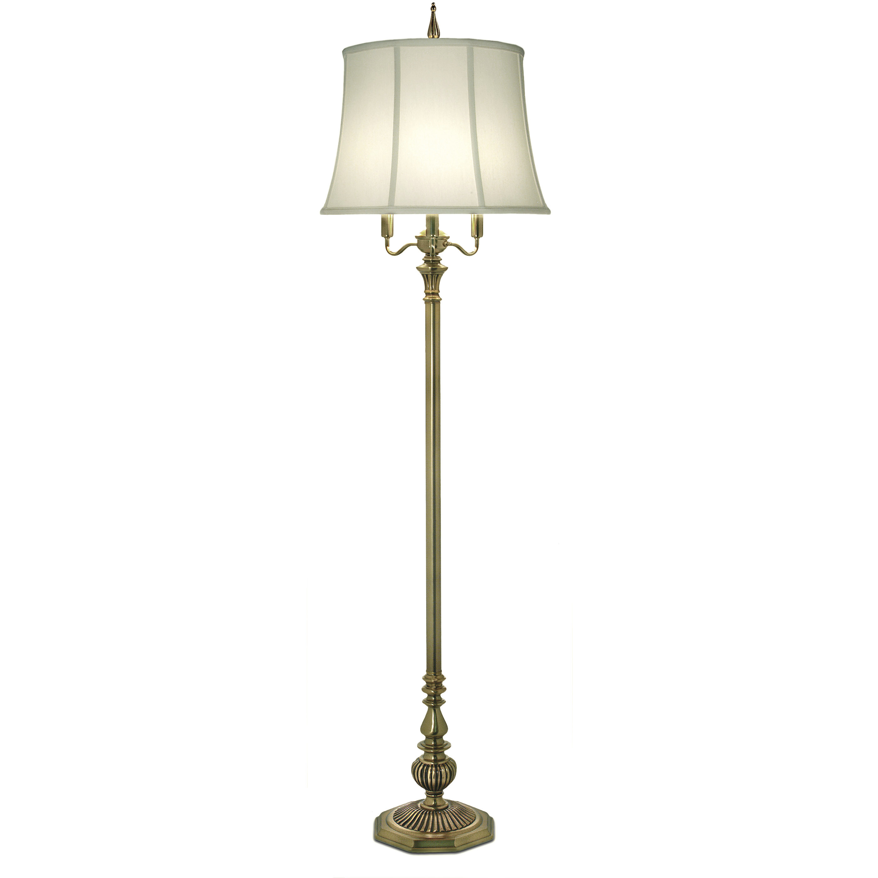 Stiffel Ivory Shadow Shade 31 High Antique Brass Table Lamp