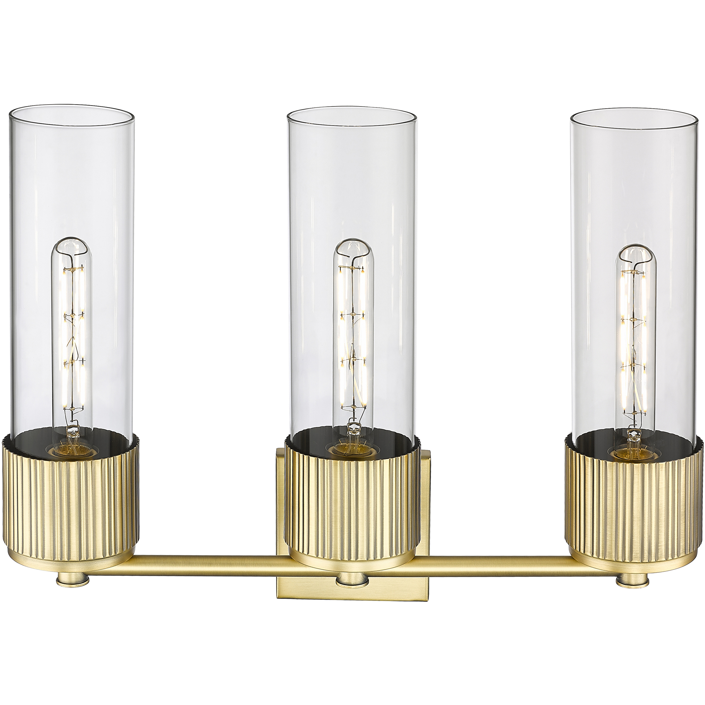 Bolivar 3 Light 20.5 inch Brushed Brass Bath Vanity Light Wall Light in Clear Glass