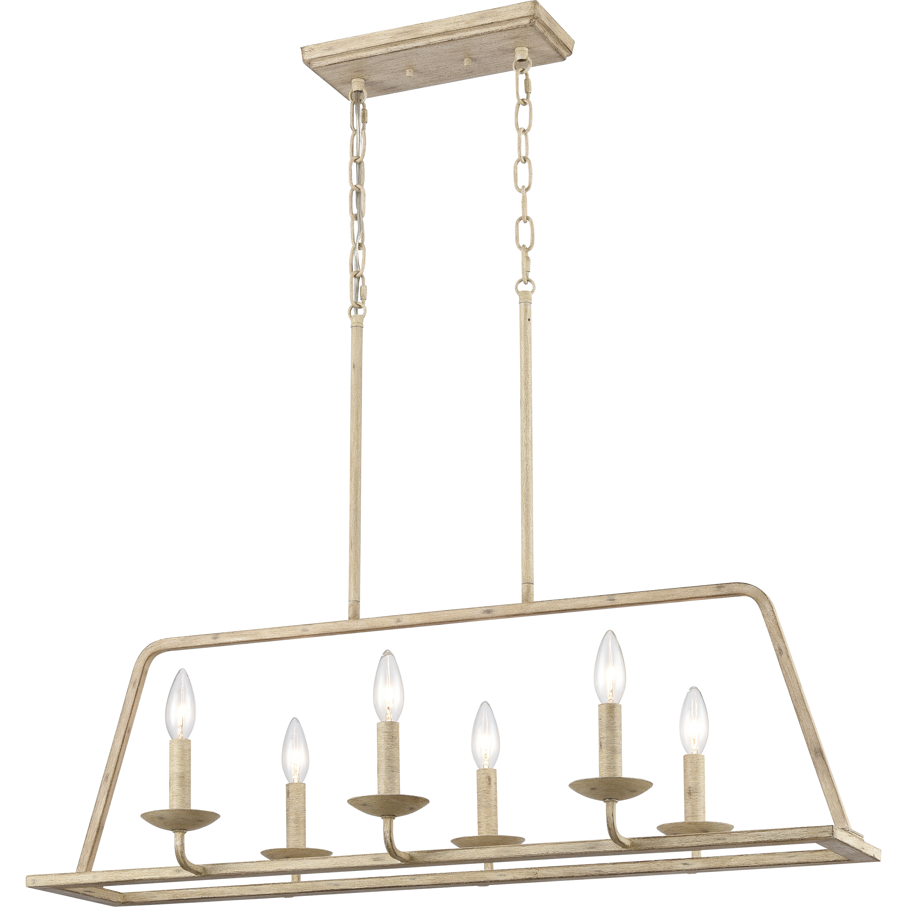 Ellisville 6 Light 34 inch Antique Cream Linear Chandelier Ceiling Light