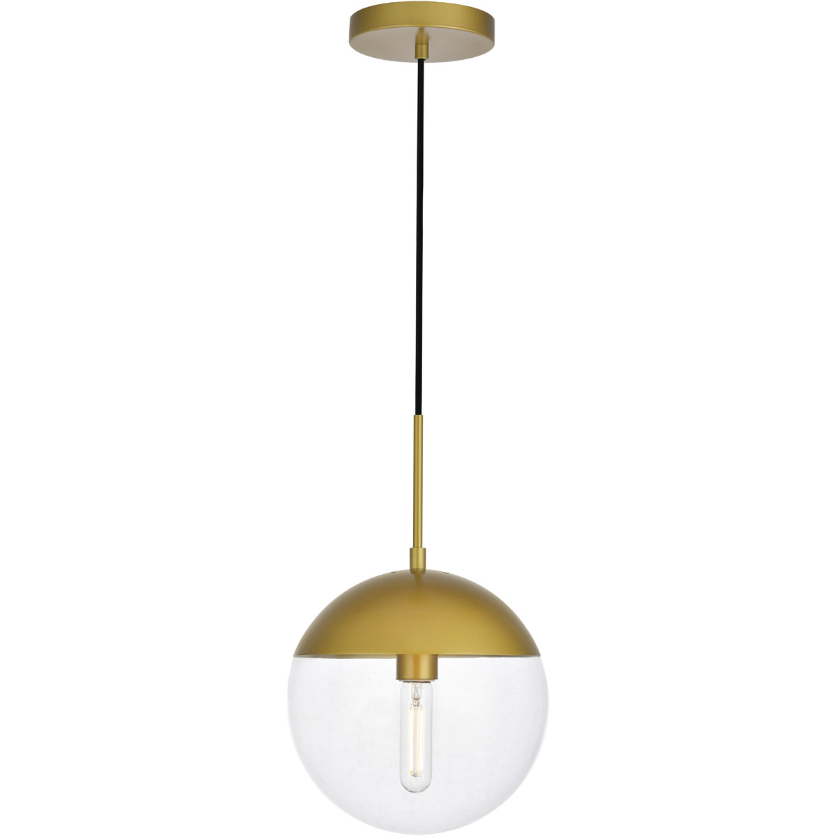 Eclipse 1 Light 10 inch Brass Pendant Ceiling Light