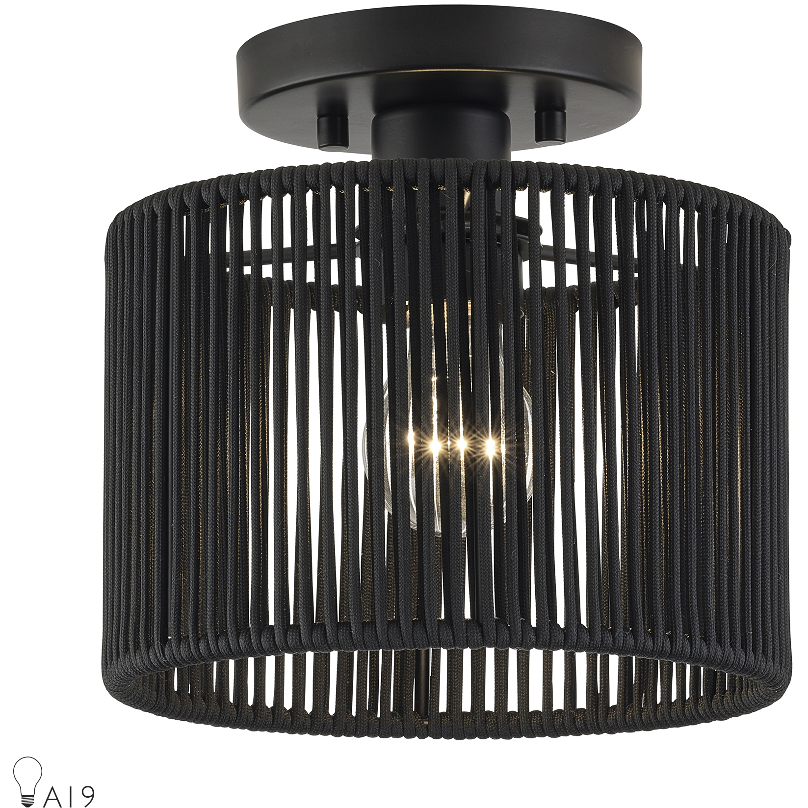 Acordia 1 Light 8.5 inch Black Small Semi-Flush Ceiling Light, Small