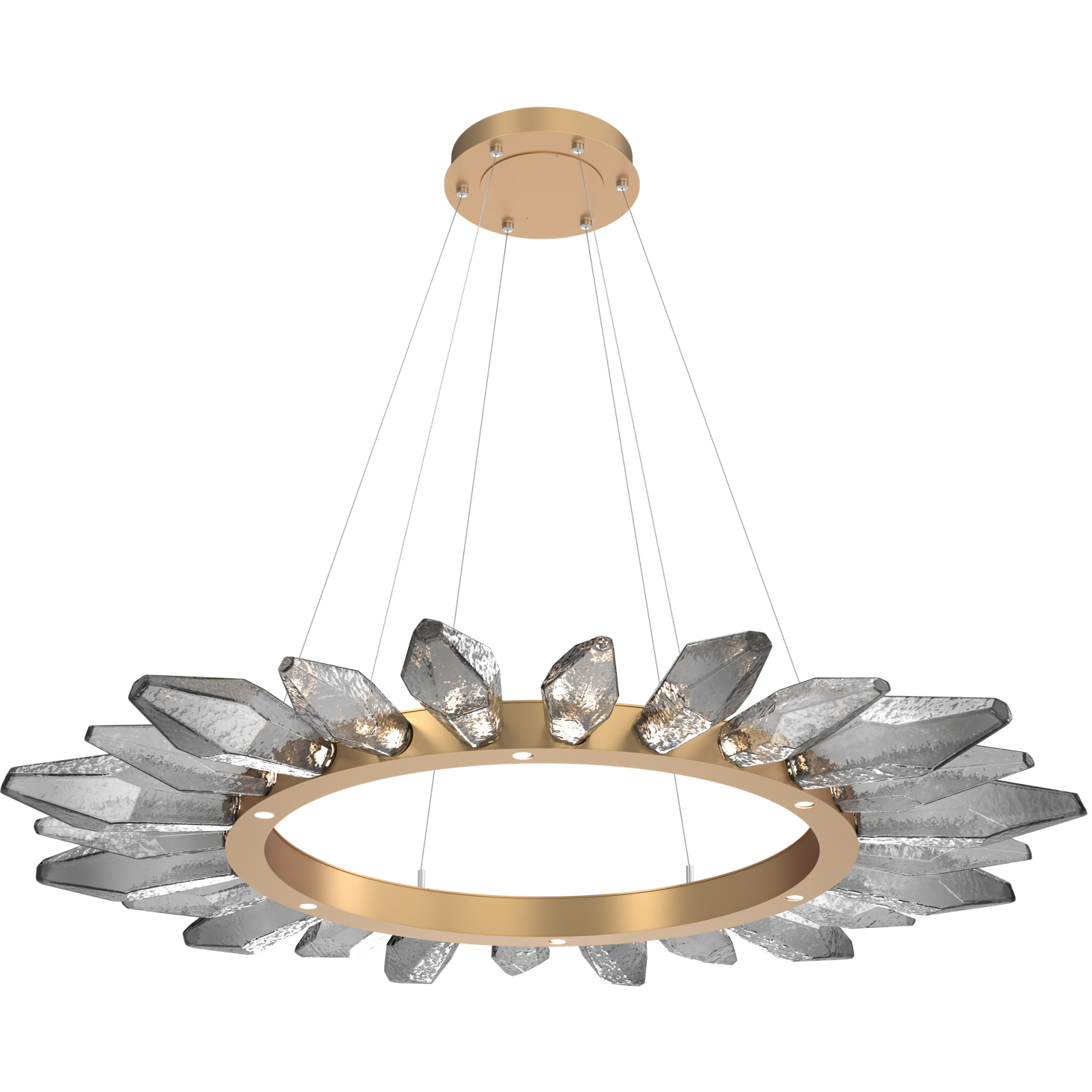 Rock Crystal LED Novel Brass Chandelier Ceiling Light, Radial Ring