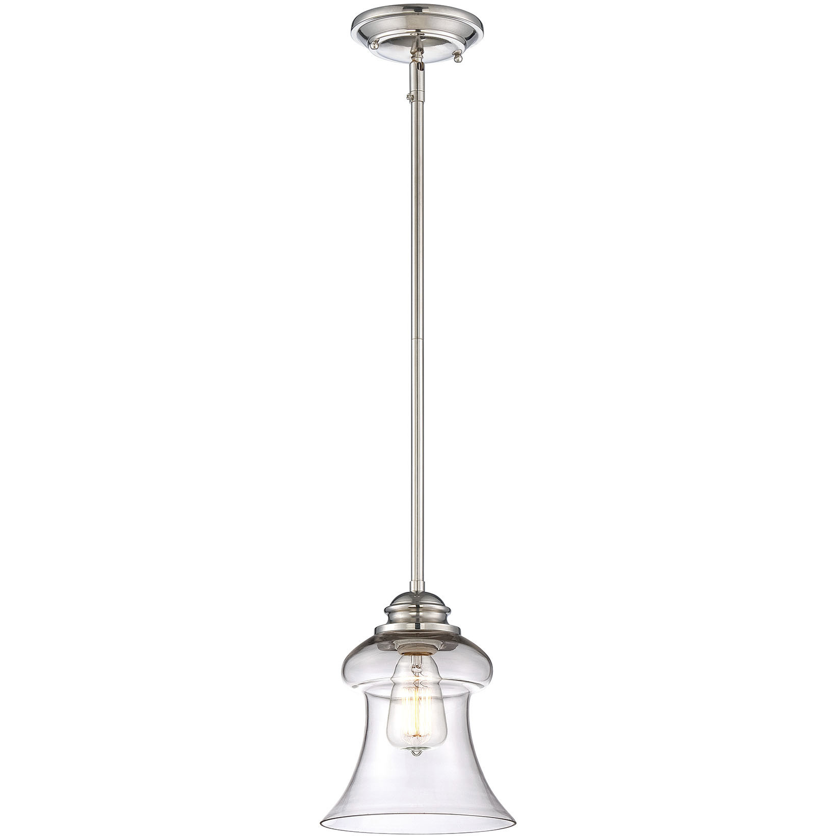 Vintage 1 Light 7.5 inch Polished Nickel Mini-Pendant Ceiling Light, Essentials